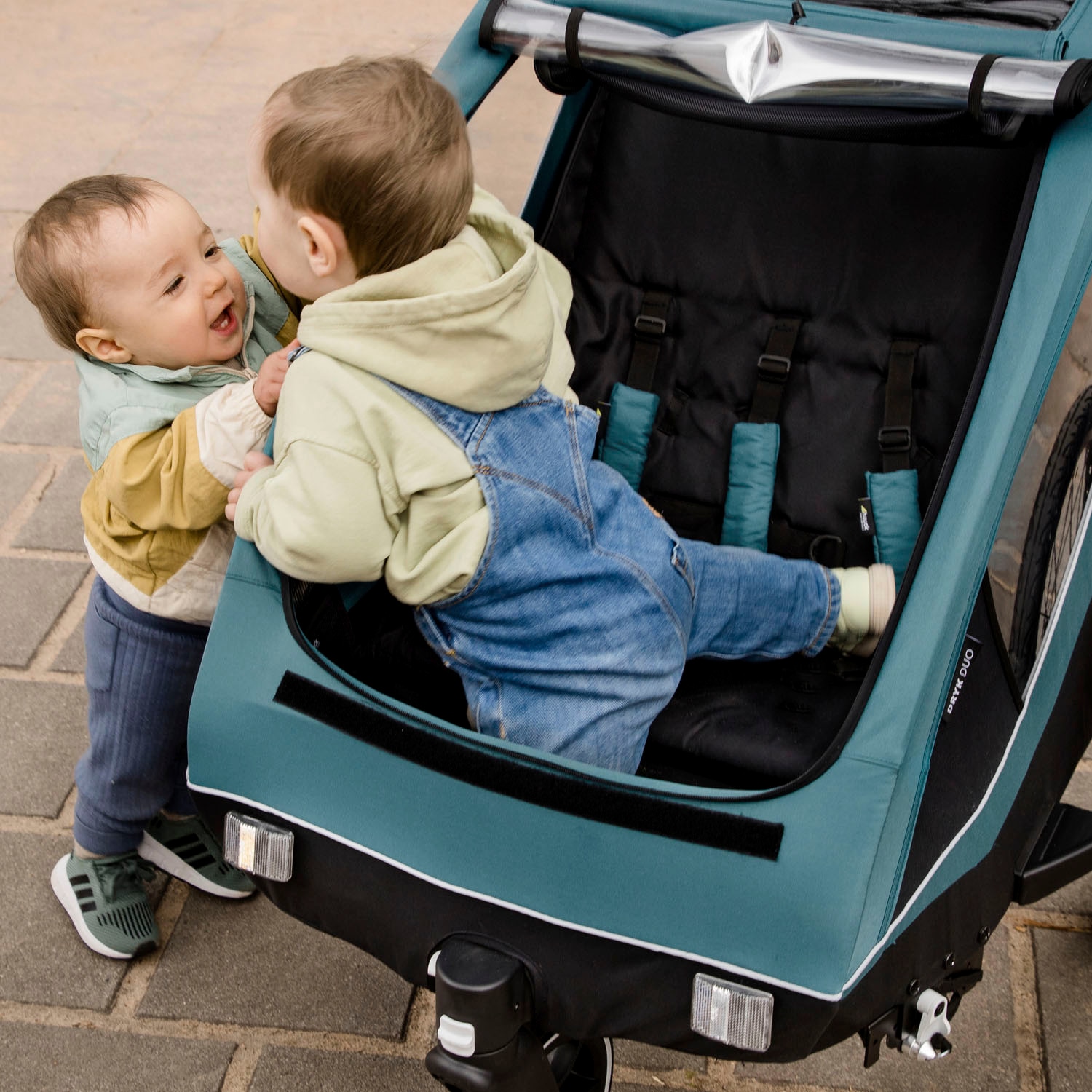 Hauck Fahrradkinderanhänger »2in1 Bike Trailer und Buggy Dryk Duo, melange grey« für 2 Kinder; inklusive Deichsel