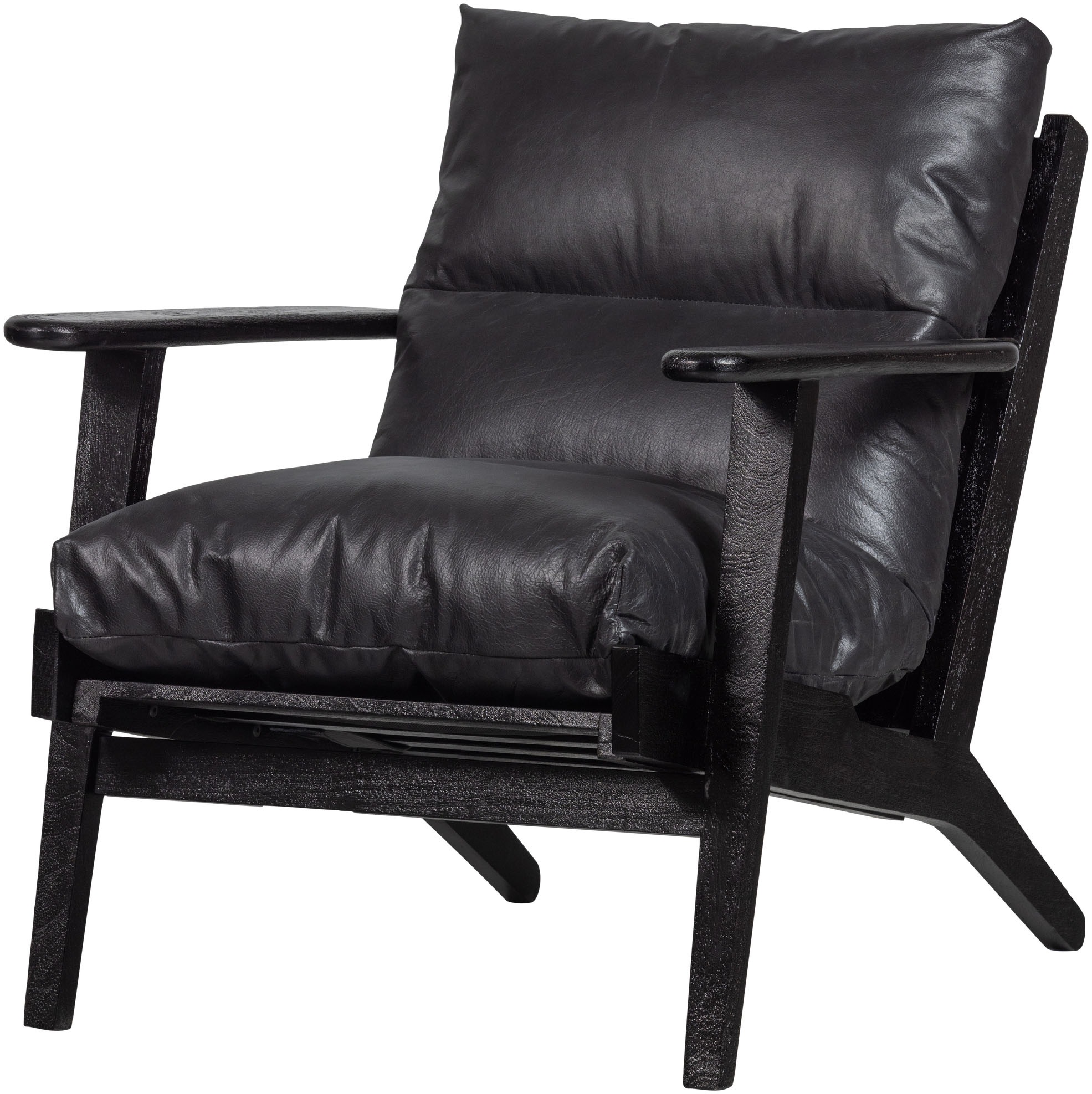 Image of WOOOD Sessel "Houston Akazienholz-Rahmen mit Bezug, H 86 x B 71 x T 71 cm" Echtem Lederbezug, Tragkraft 150 kg, imprägniertem Schutz pfleigleicht