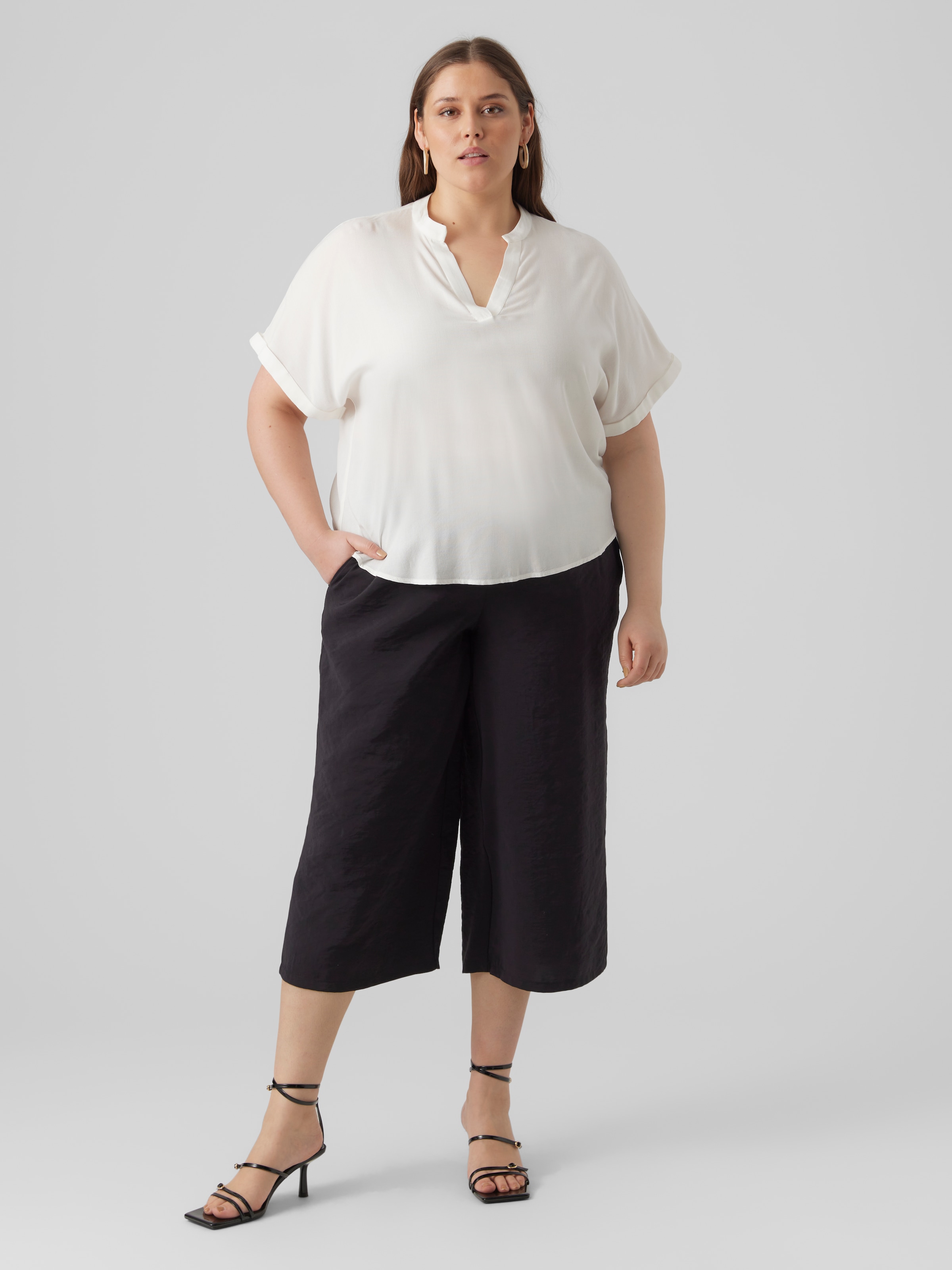 Vero Moda Curve Chemisier à chemise »VMCBEAUTY SS TOP NOOS CUR« Viskose, regular fit, Kurzarm