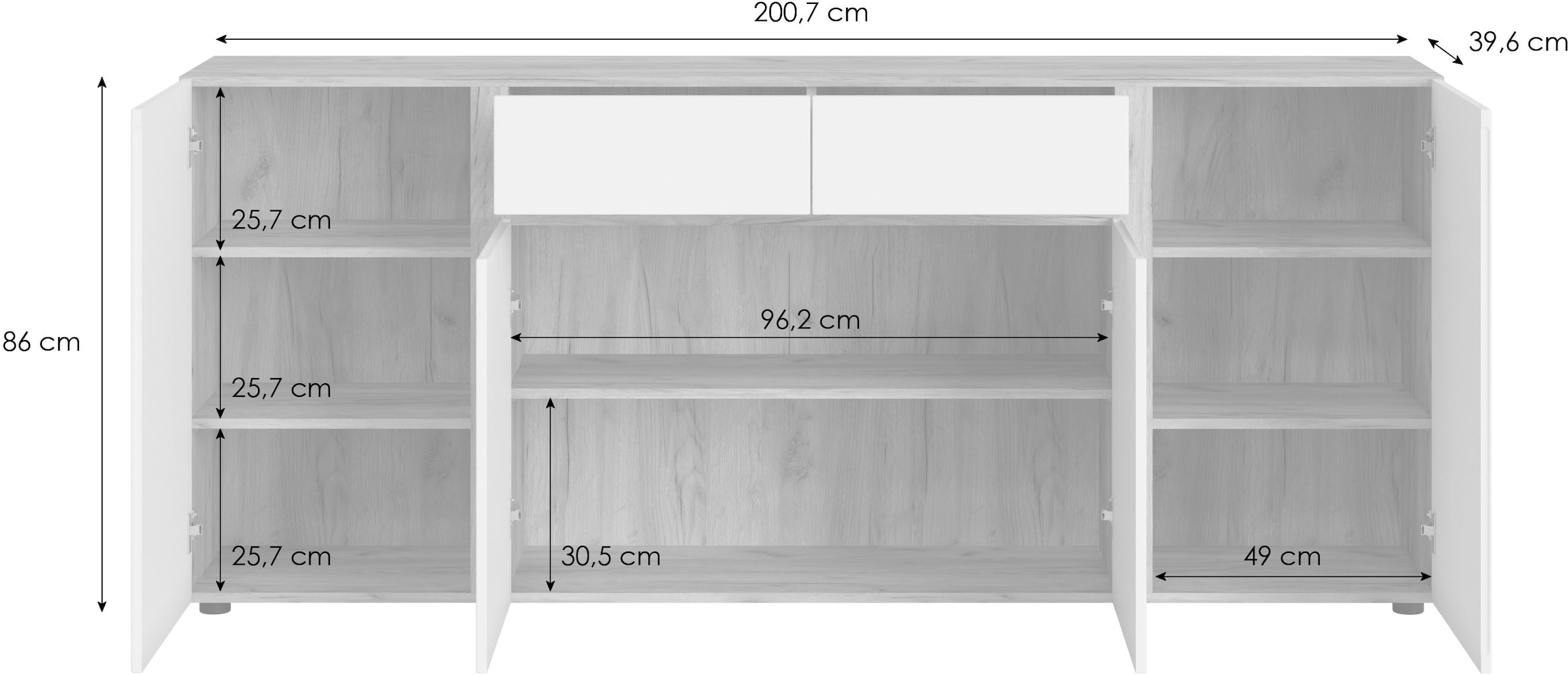 INOSIGN Sideboard »Morongo«, Breite ca. 201 cm