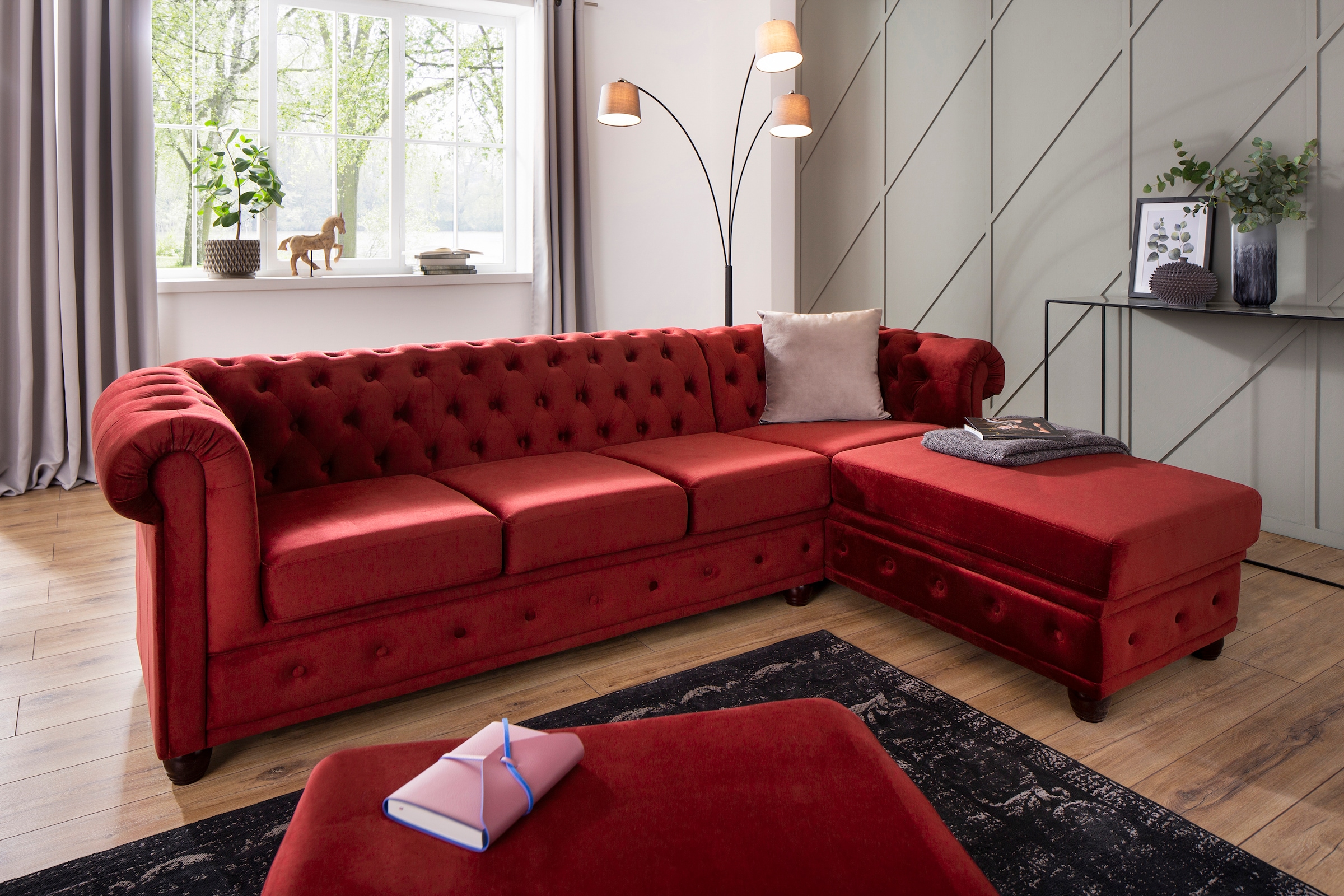 Home affaire Polsterhocker »New Castle«, passend zur "New Castle"-Serie, B/T/H: 75/70/45 cm