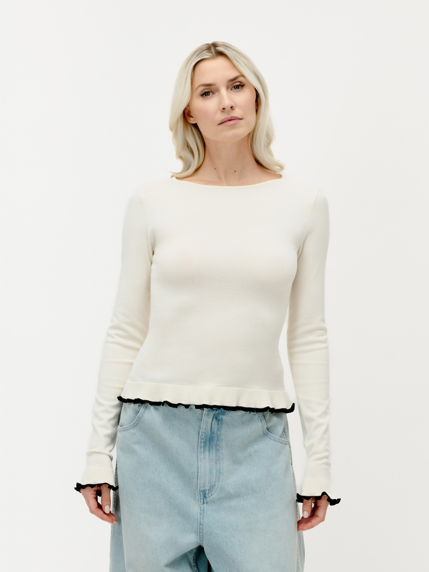 Image of LeGer Strickpullover "Marlen, LeGer by Lena Gercke" slim fit, mit Wellenkanten