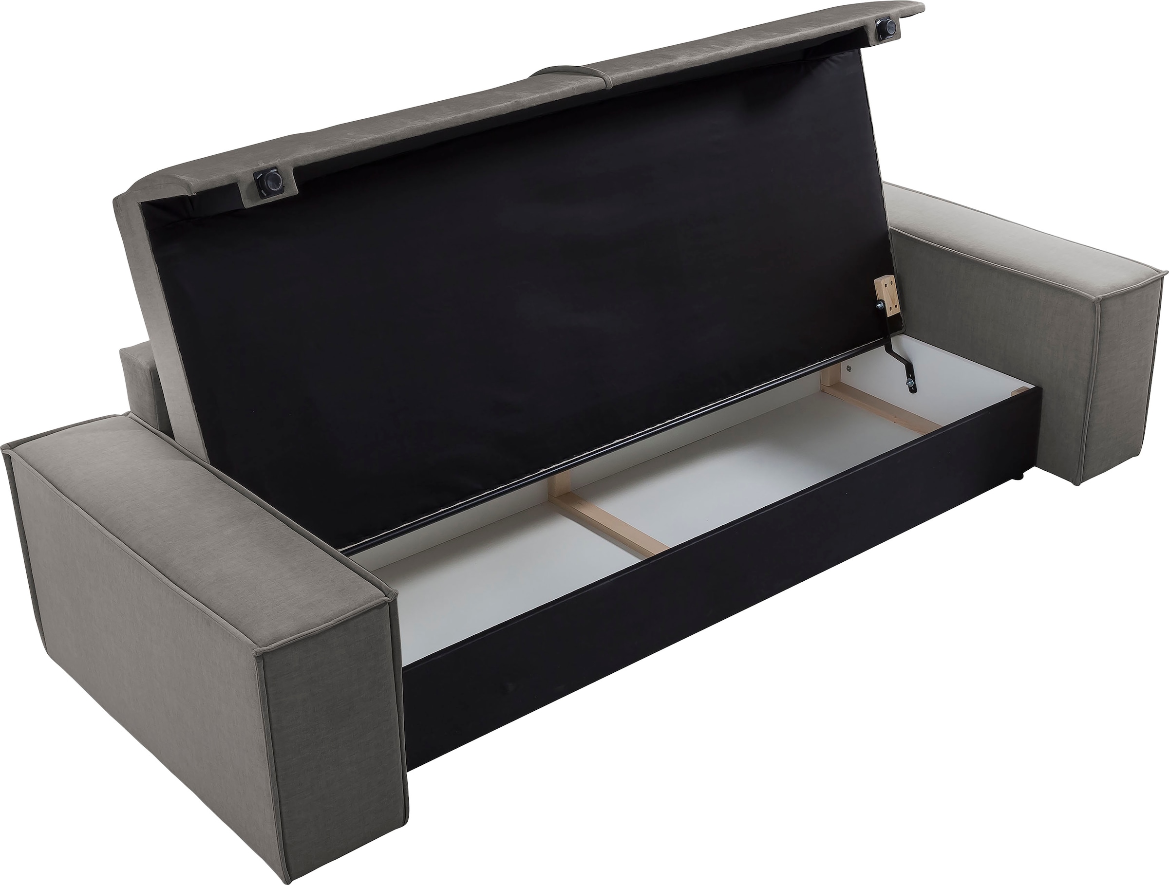 GOODproduct 3-places »SHERWOOD Samtvelours Schlafsofa (257cm)« fonction couchage avec coffre (env. 136/200cm)