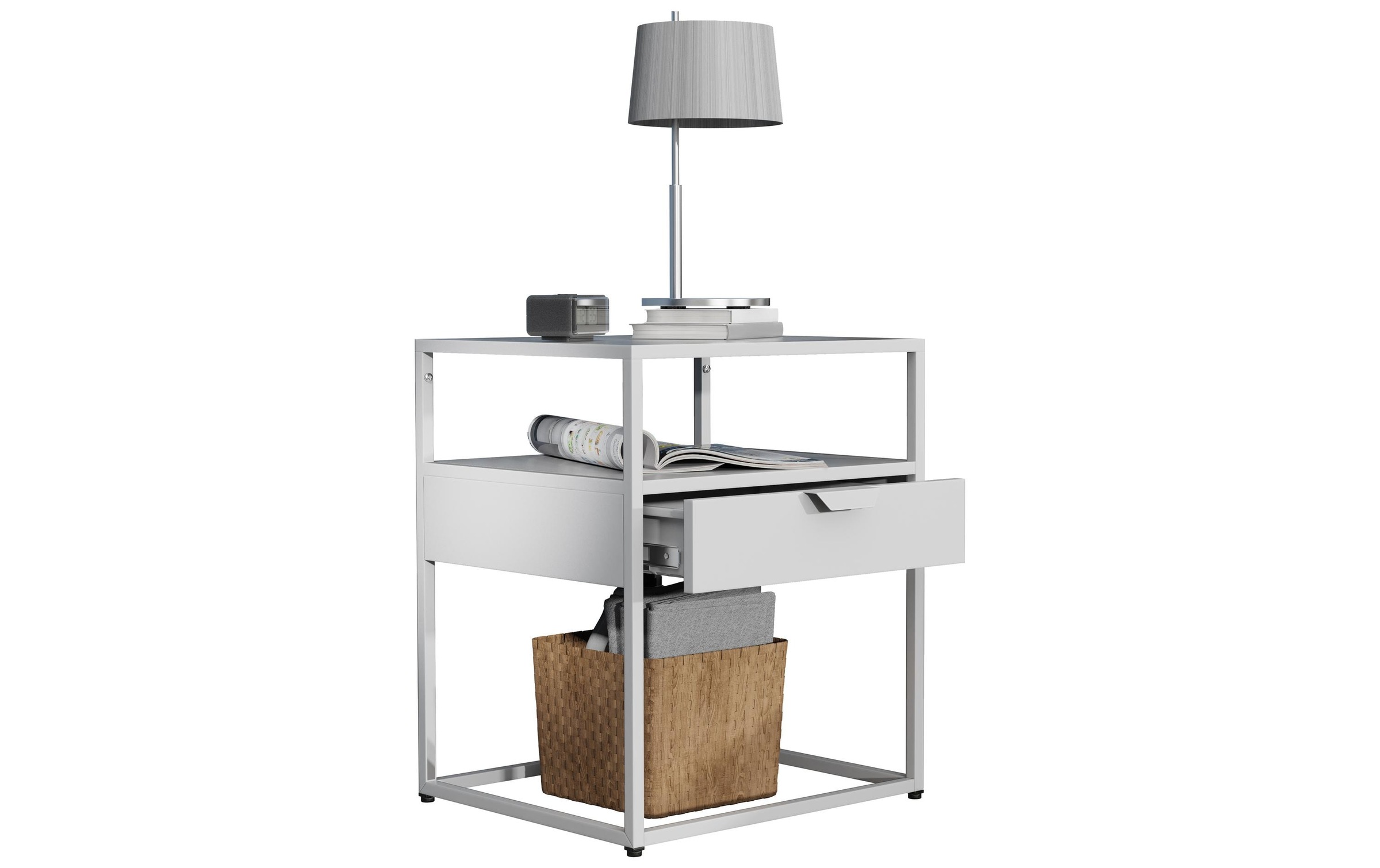 VCM »VCM Nachttisch Flokas M 45 x 55 cm, Weiss«