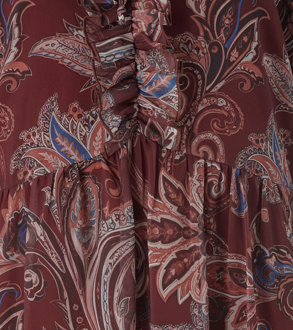Aniston SELECTED Robe en mousseline de soie avec volants le long de l'encolure et des manches - NOUVELLE COLLECTION