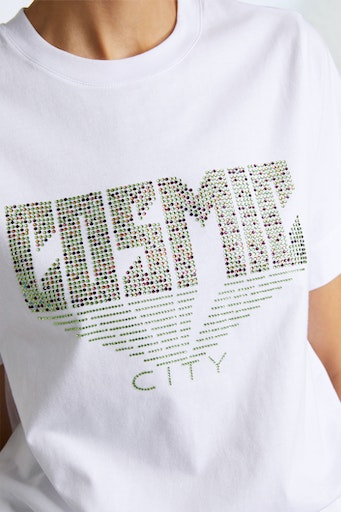 T-Shirt, mit Glitzer-Print vorne