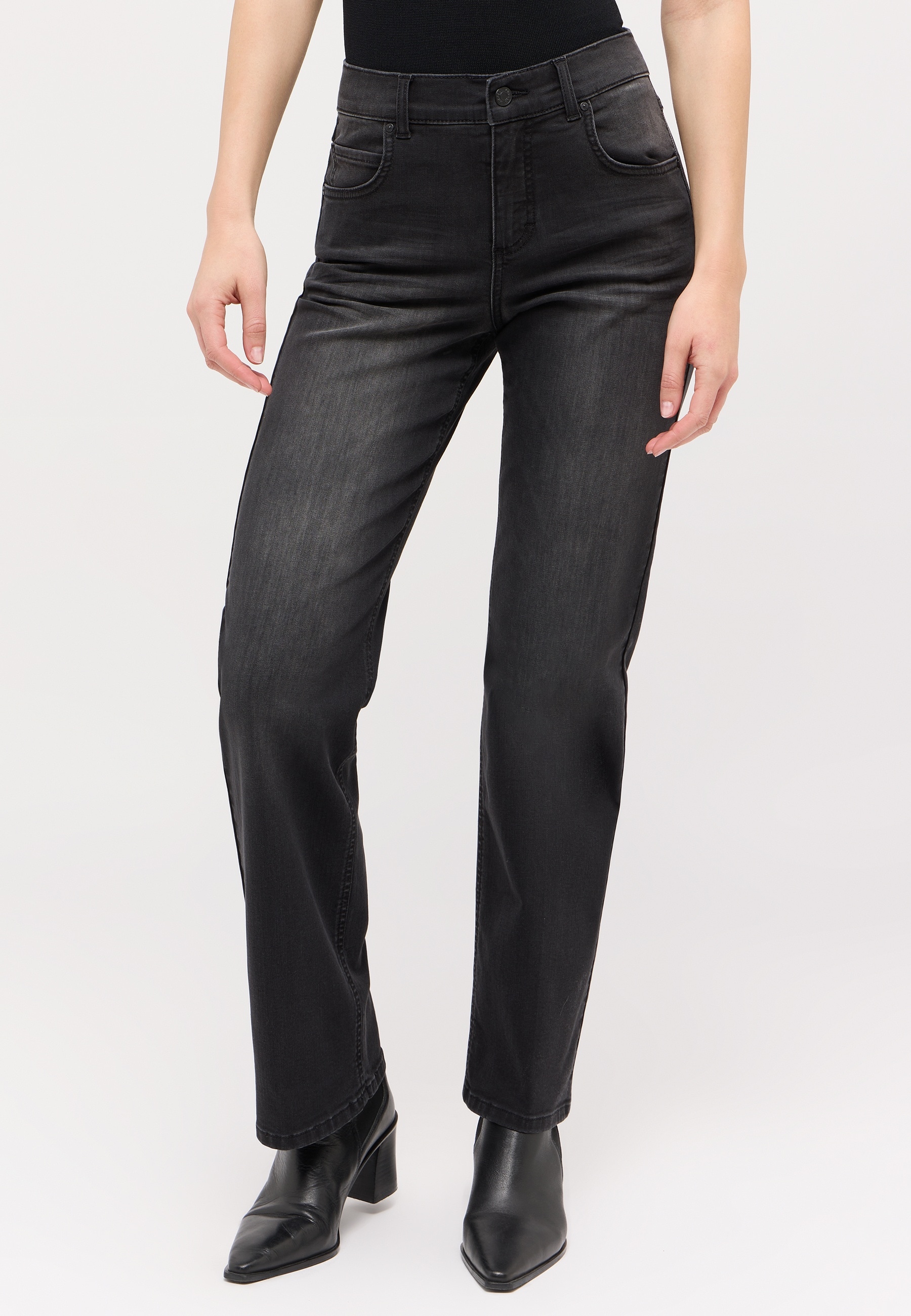 Image of ANGELS Stretch-Jeans "LARA" weite Passform, aus Baumwollmischung, mit Metallreissverschluss