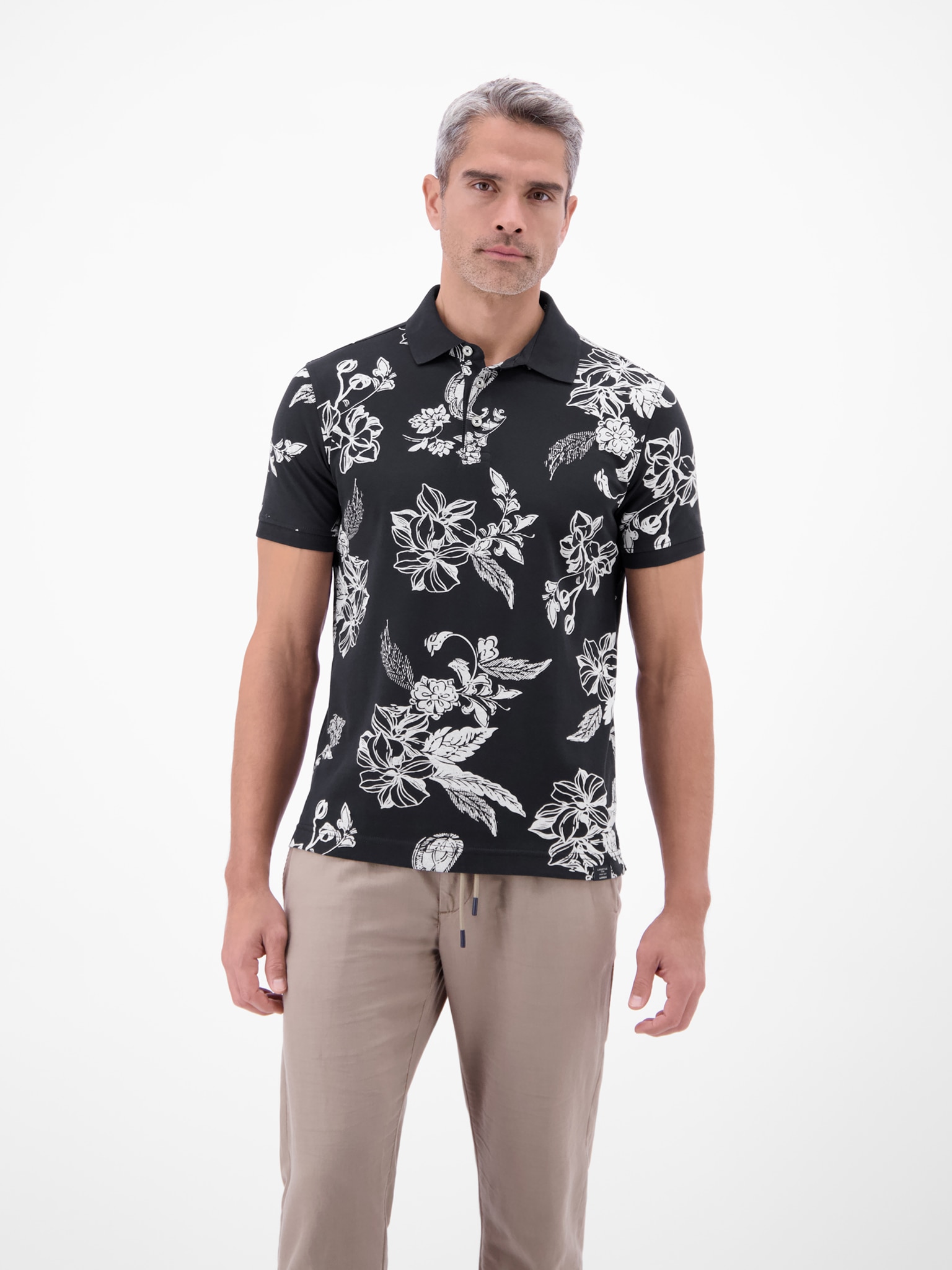 Image of LERROS Poloshirt Kurzarm mit floralem Allover-Print