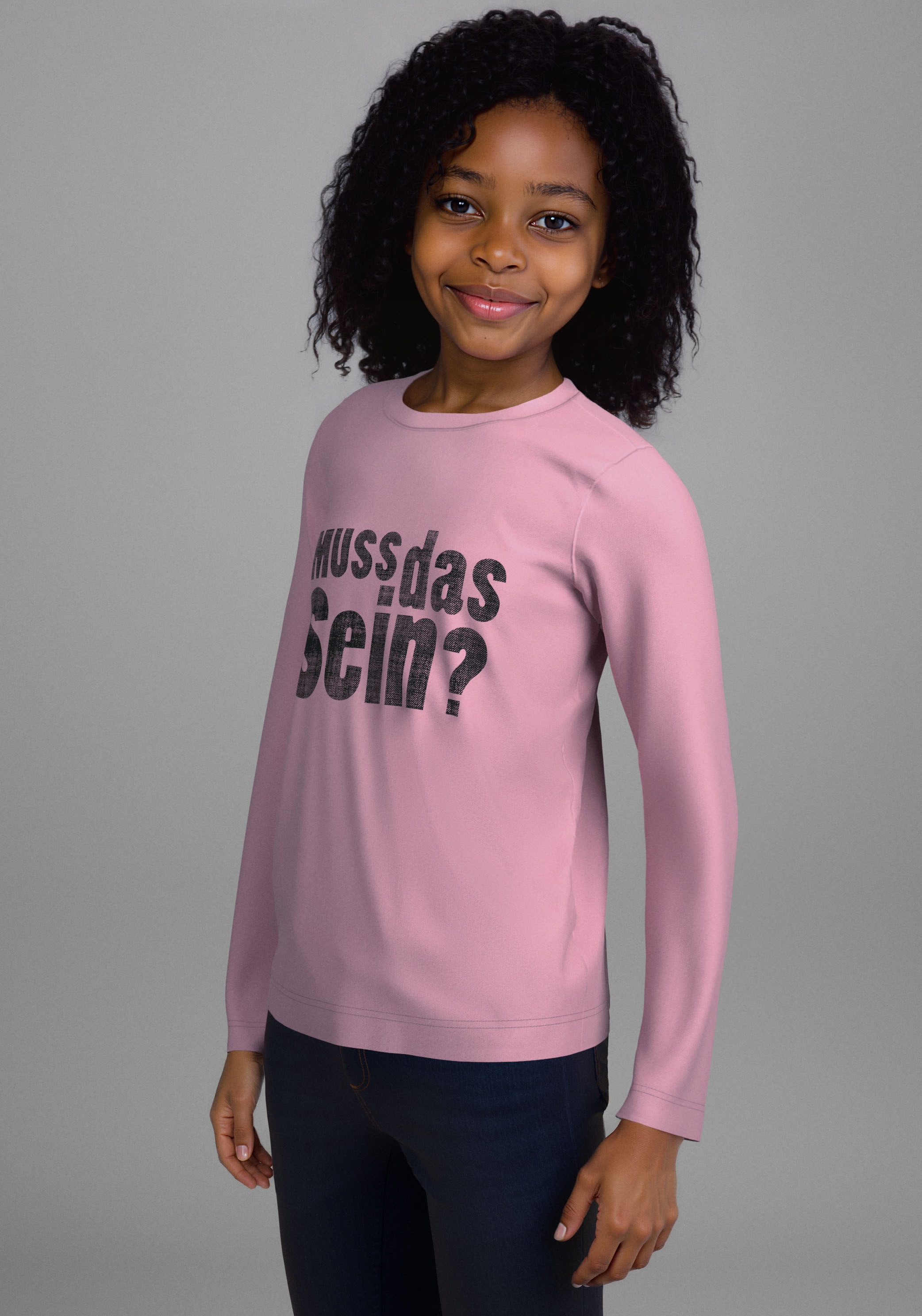 Image of KIDSWORLD Langarmshirt "Spruch: MUSS DAS SEIN" Lässiger Sprüche-Print
