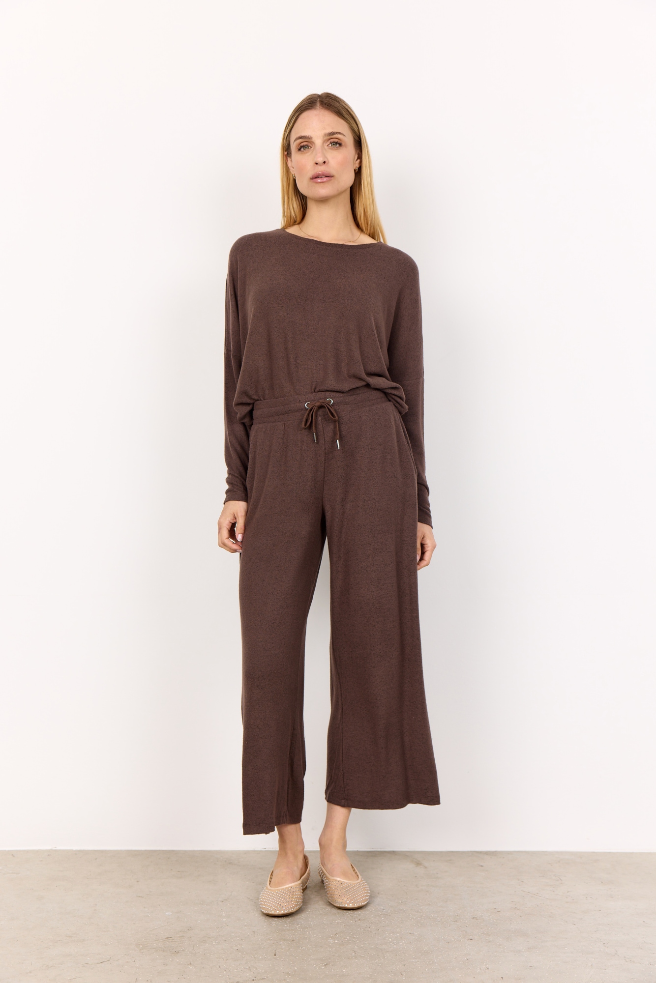 soyaconcept Rundhalsshirt »SC-BIARA 1«, bequemer Pullover, elastische Viskose-Qualität in melierter Optik