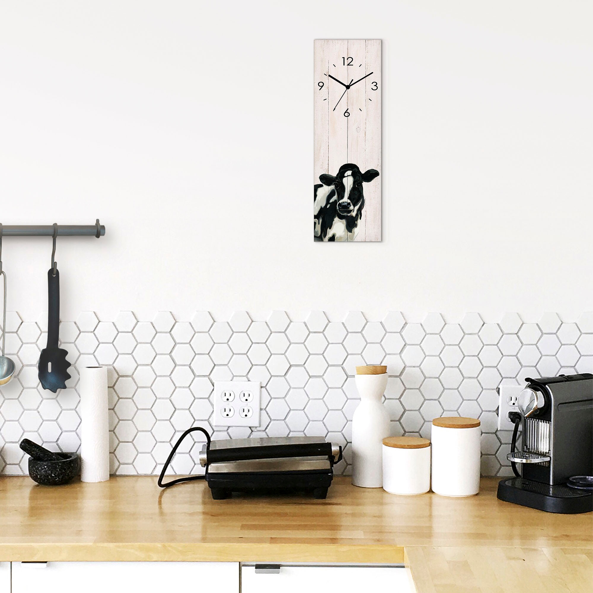 Artland Wanduhr »Kuh (in Holzoptik)« wahlweise mit Quarz- oder Funkuhrwerk, lautlos ohne Tickgeräusche