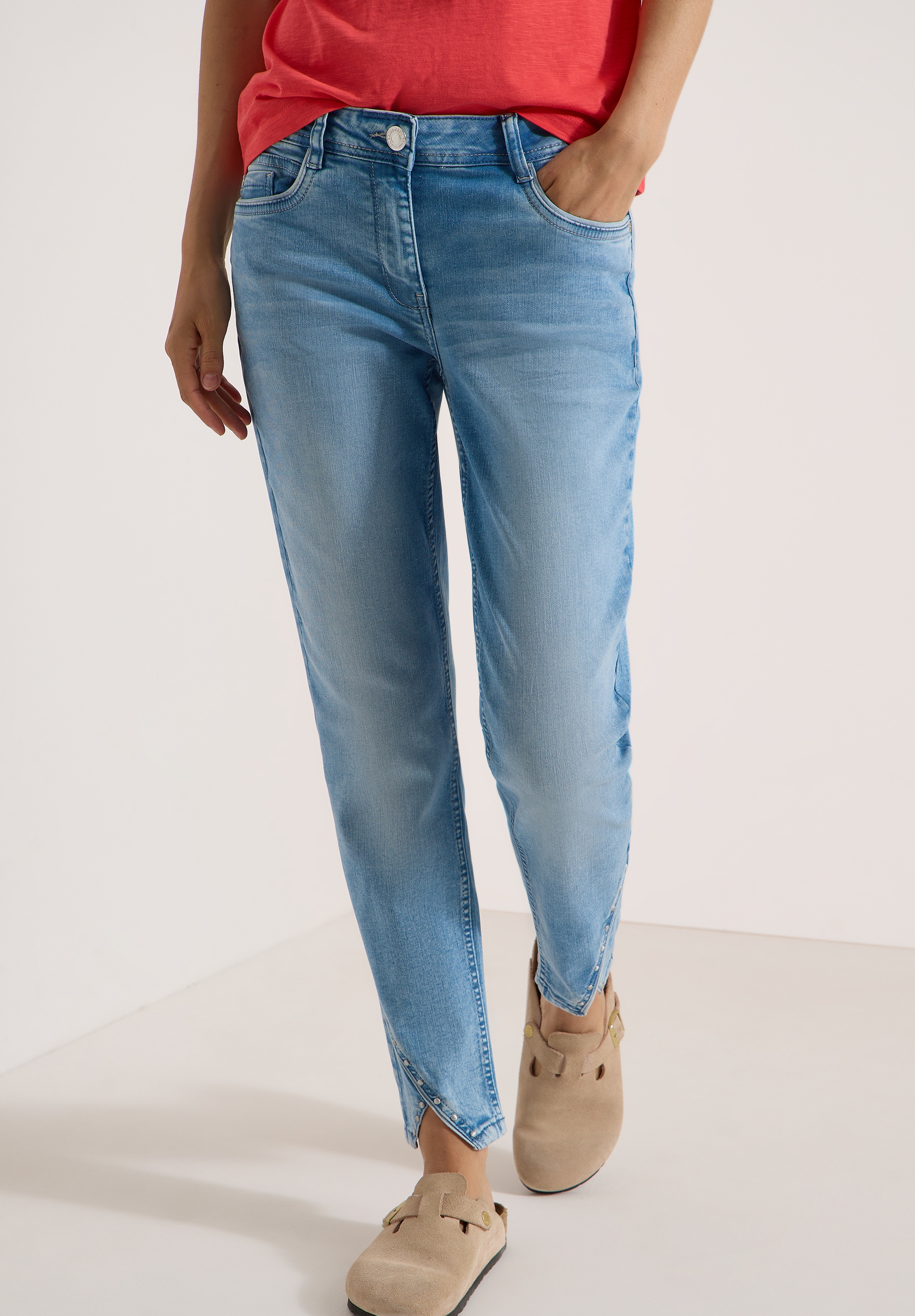Image of Cecil Straight-Jeans "Style Scarlett" mit Nietendetails / 5-Pocket-Style / Stretch