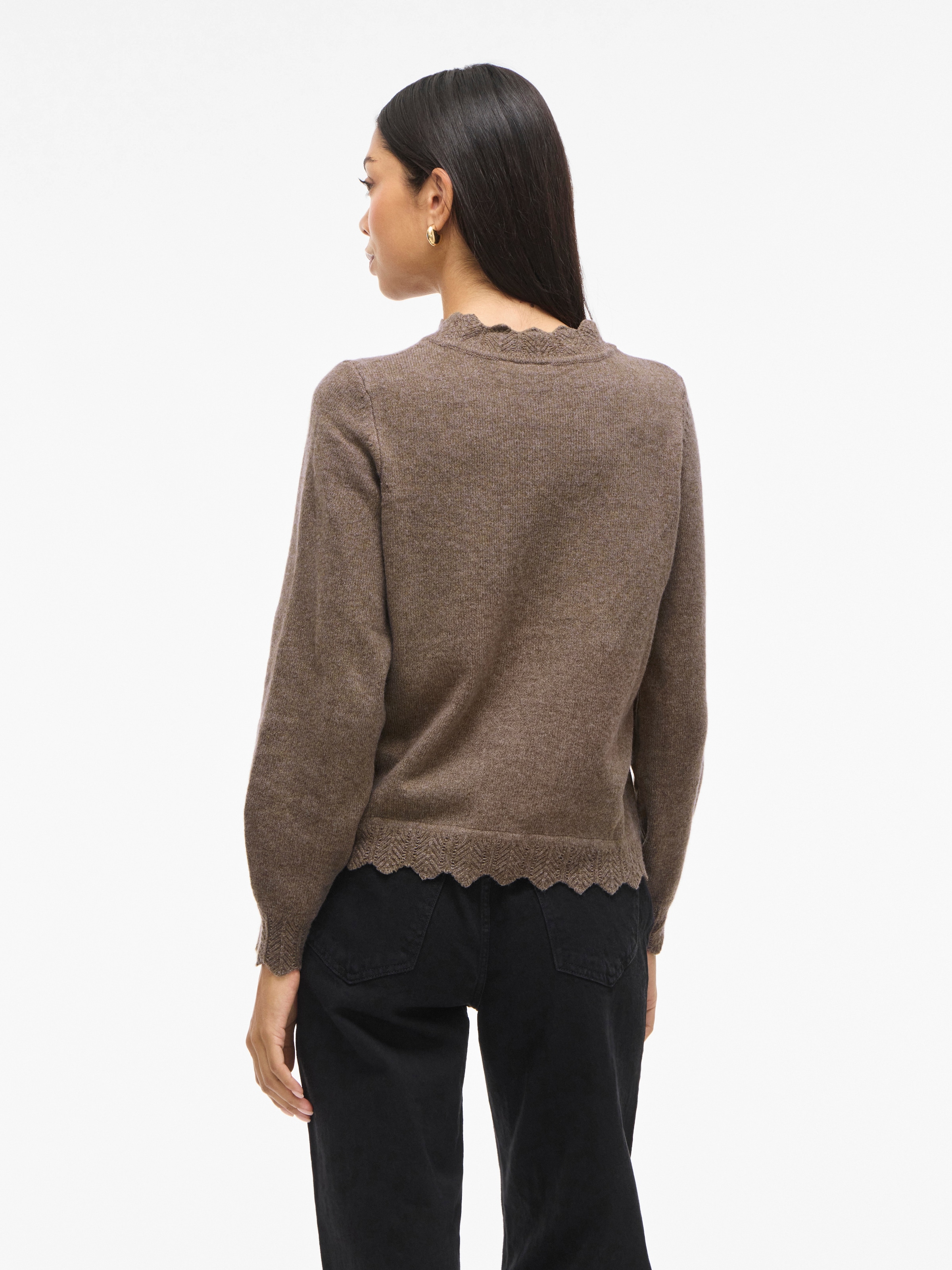 Vila Pull en tricot »VINIKOLINA O-NECK L/S KNIT TOP - NOOS« mélange de matériaux, coupe régulière