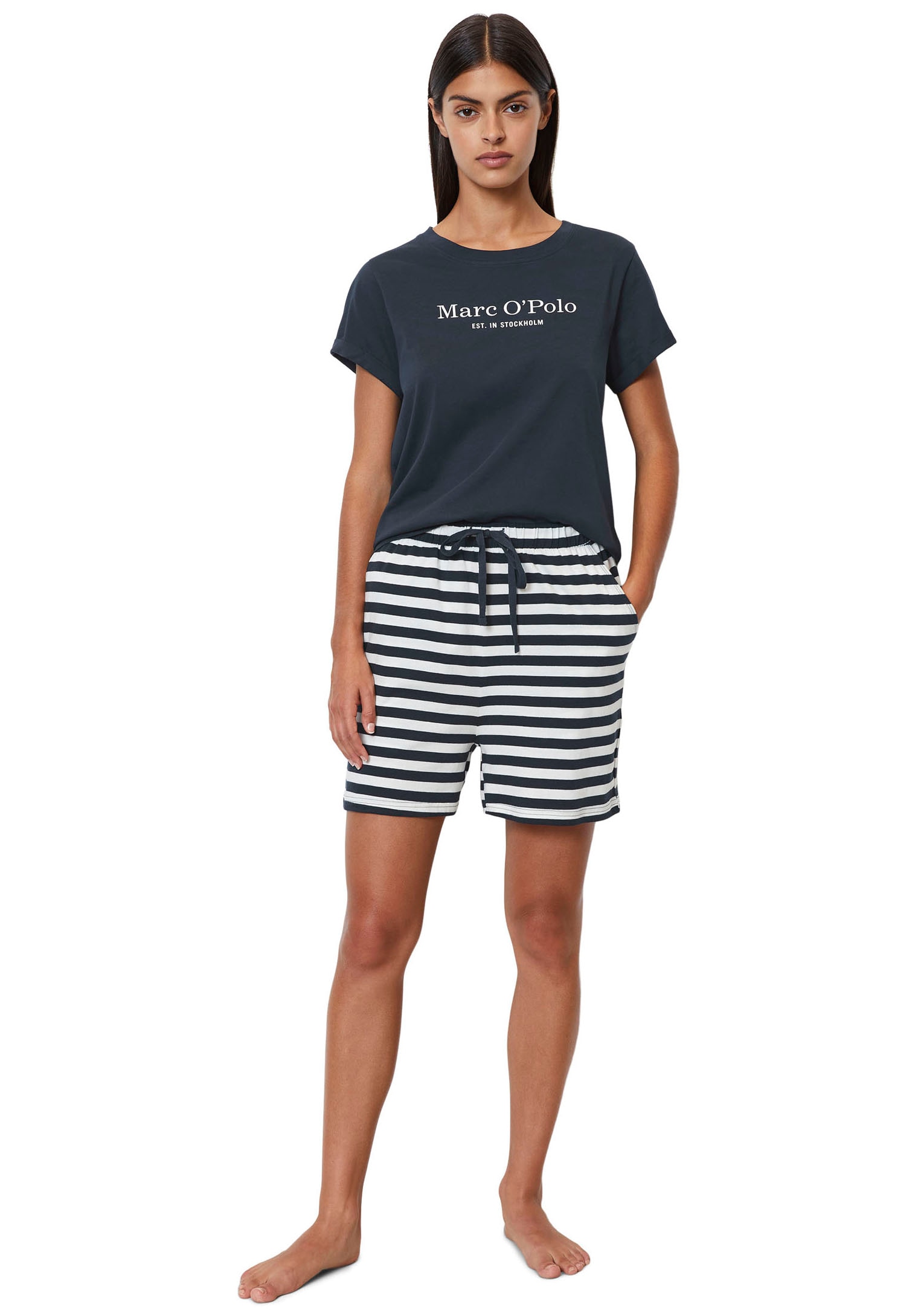 Image of Marc OPolo Pyjama "Mix & Match Cotton-Woven" Set, 2 mit grossem Marken-Logo auf der Brust