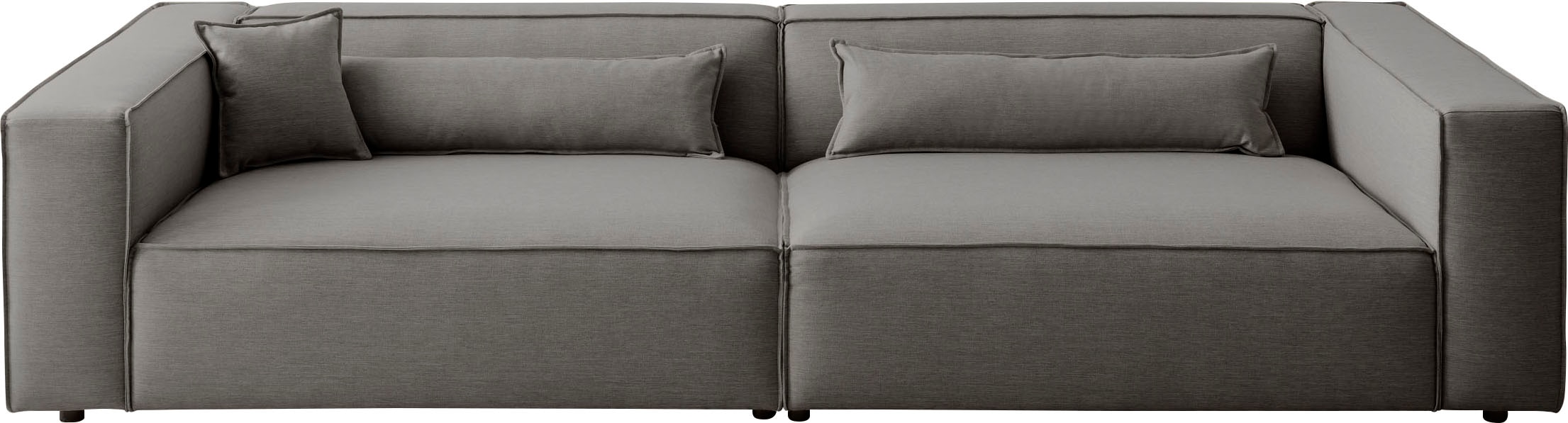 LeGer Home by Lena Gercke 3-Sitzer »PIARA, XXL Sofa mit Kedernaht, Big-Sofa in Cord oder Leinenoptik«, schwarze Füsse, bequemer Sitzkomfort, extra tiefe Sitzfläche