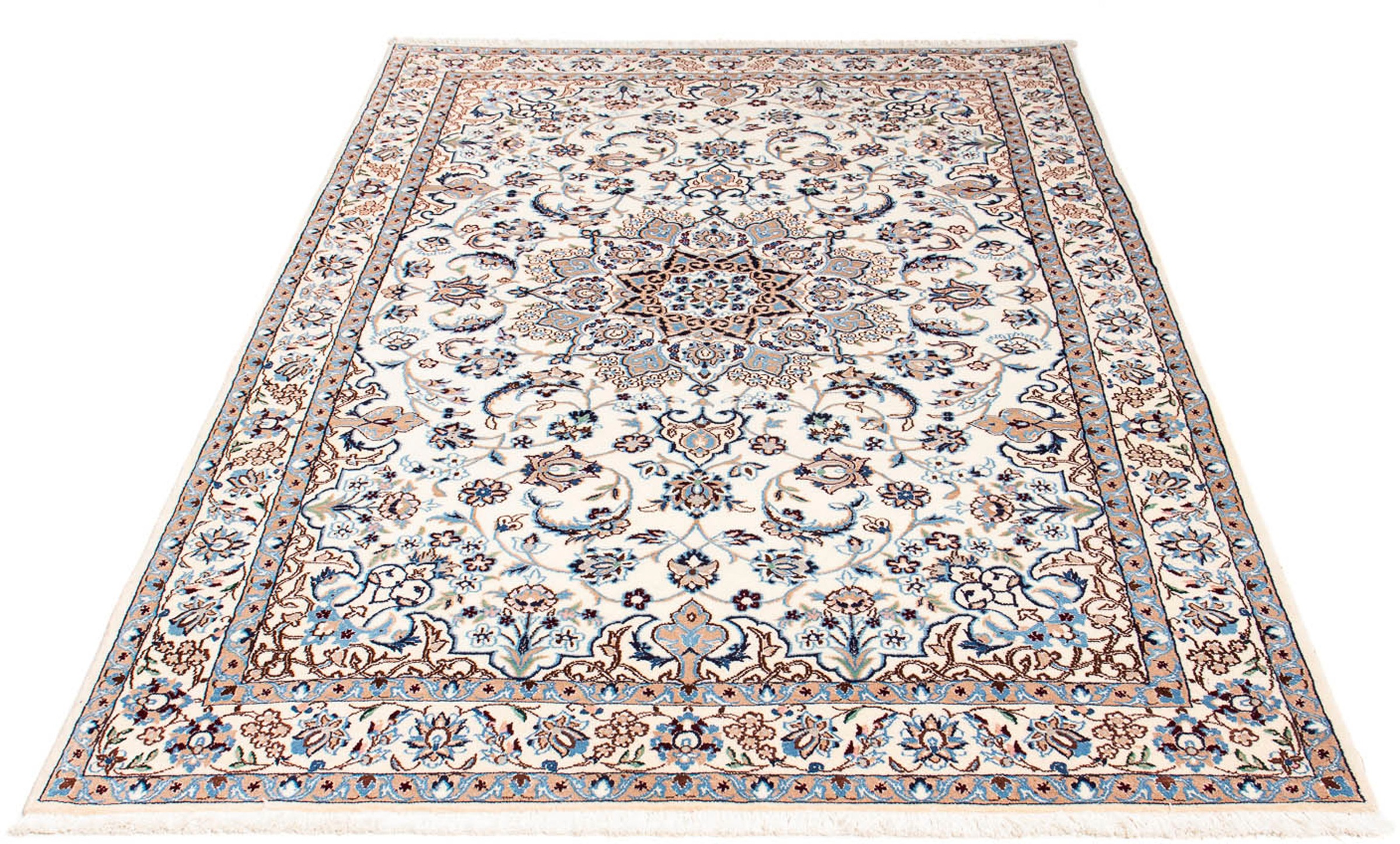 Image of morgenland Orientteppich »Perser - Nain - Royal - 199 x 128 cm - beige«, rechteckig, 10 mm Höhe, Wohnzimmer, Handgeknüpft, Einzelstück mit Zertifikat bei Ackermann Versand Schweiz