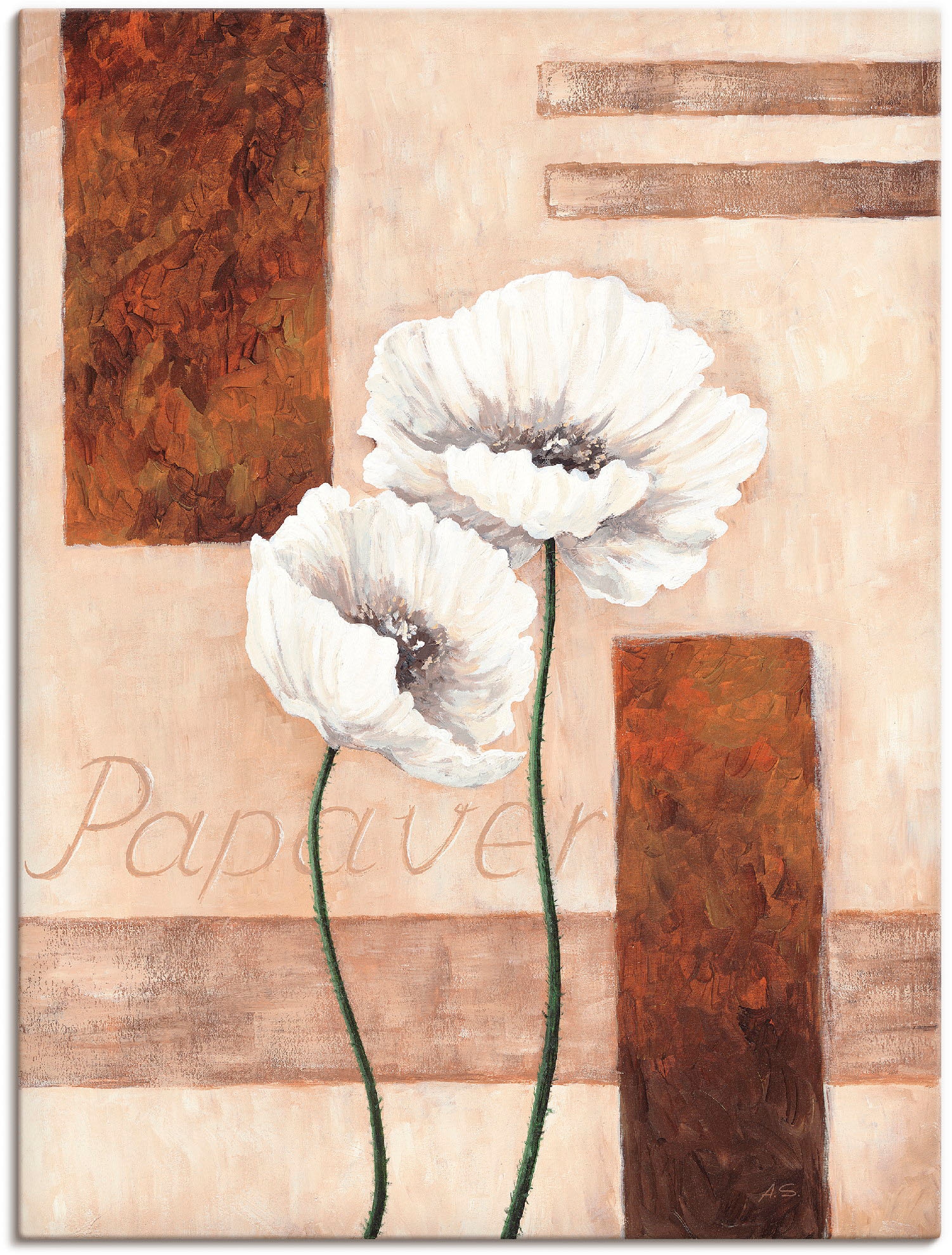 Image of Artland Leinwandbild "Papaver - Mohnblumen" Blumenbilder 1 Stk. tlg. auf Holzrahmen gespannt