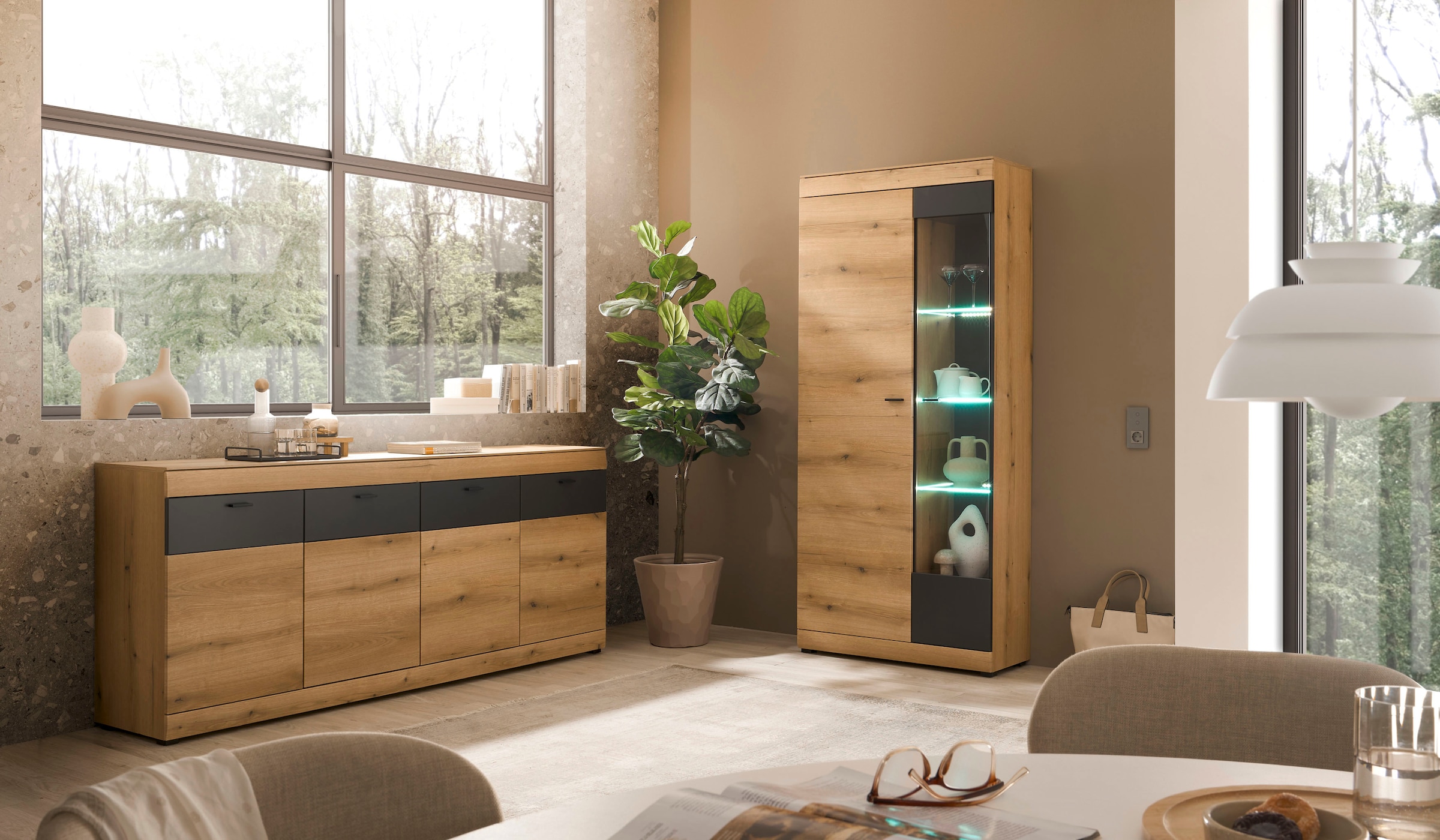 Home affaire Wohnwand »Soleto, zeitlose Anbauwand, Komplettset im modernen Stil« Komplett-Set, 2 Stk. tlg.