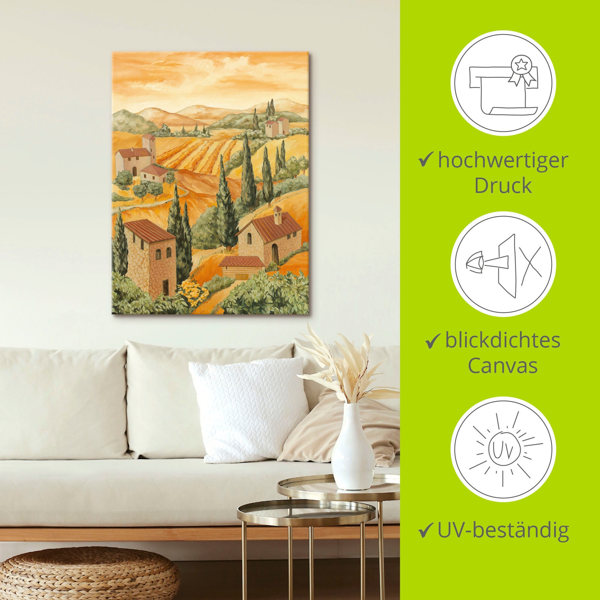 Artland Tableau sur toile »Italien Toscana« 1 cuis tlg. auf Holzrahmen gespannt