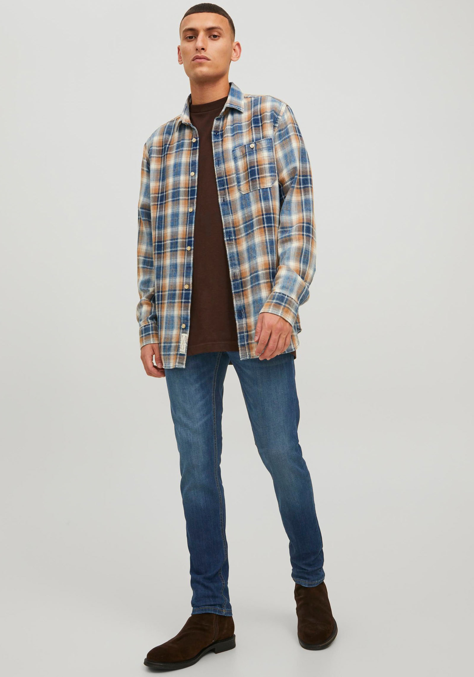 Jack & Jones Slim-fit-Jeans »JJIGLENN Slim-Fit mit Stretch und praktischer 5-Pocket-Form«, mit Abriebeffekten