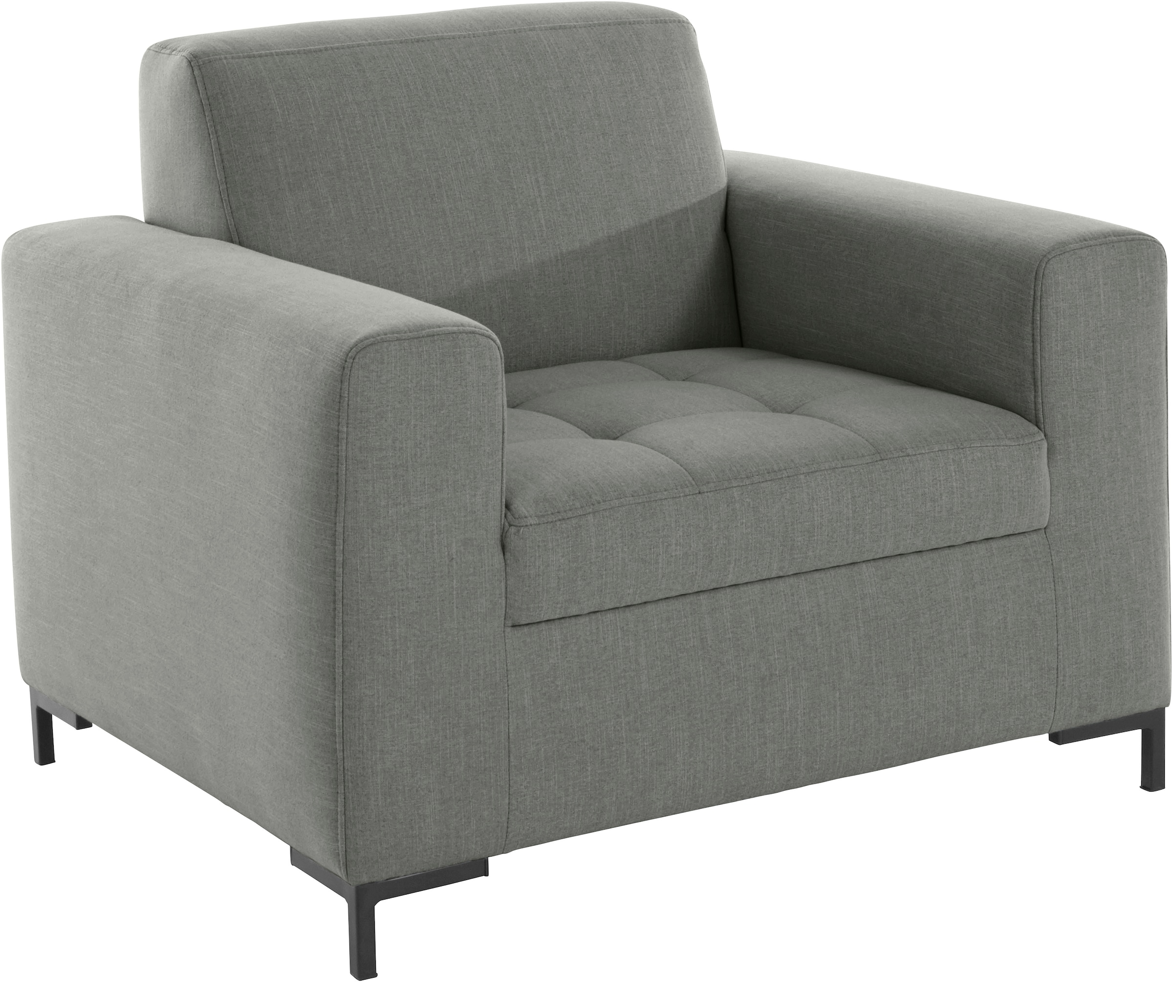 GOODproduct Sessel »Grazzo Loungesessel, moderne Sitzheftung, bequemer Einzelsessel«, hochwertige Stoffe aus recyceltem Material, Steppung im Sitzbereich
