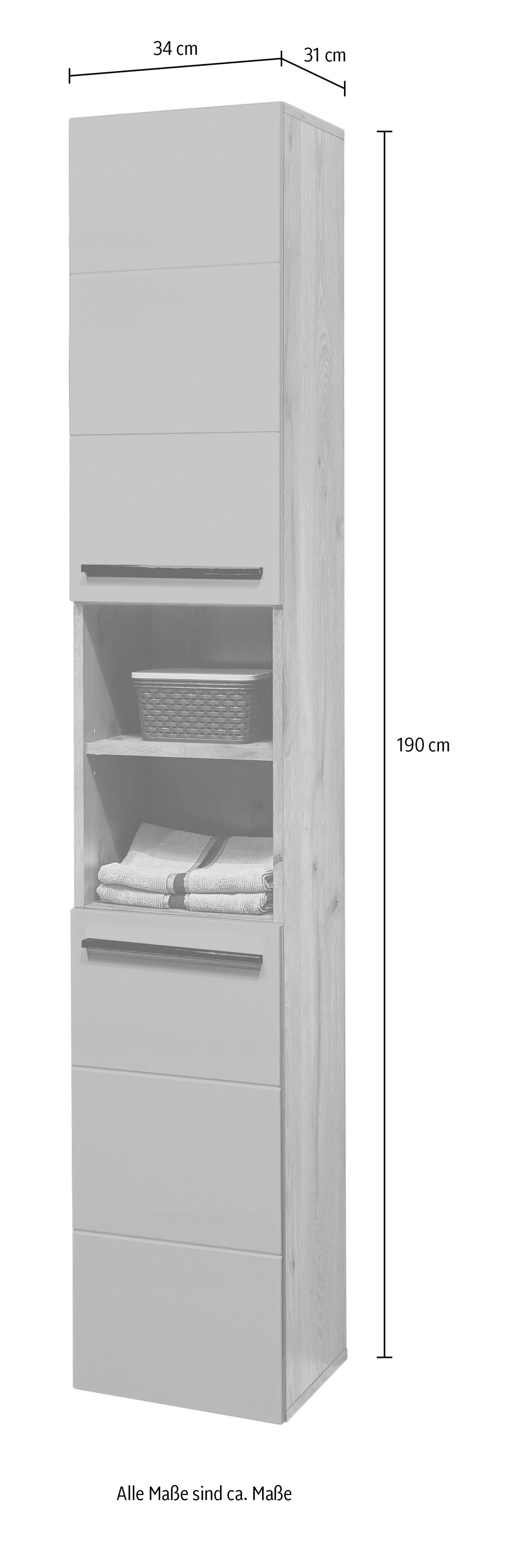 BASIC by Balculina Armoire haute »Rom BxHxT 34x190x31 cm« 1 cuis tlg. largeur 34cm, poignées en plastique, Made in Europa