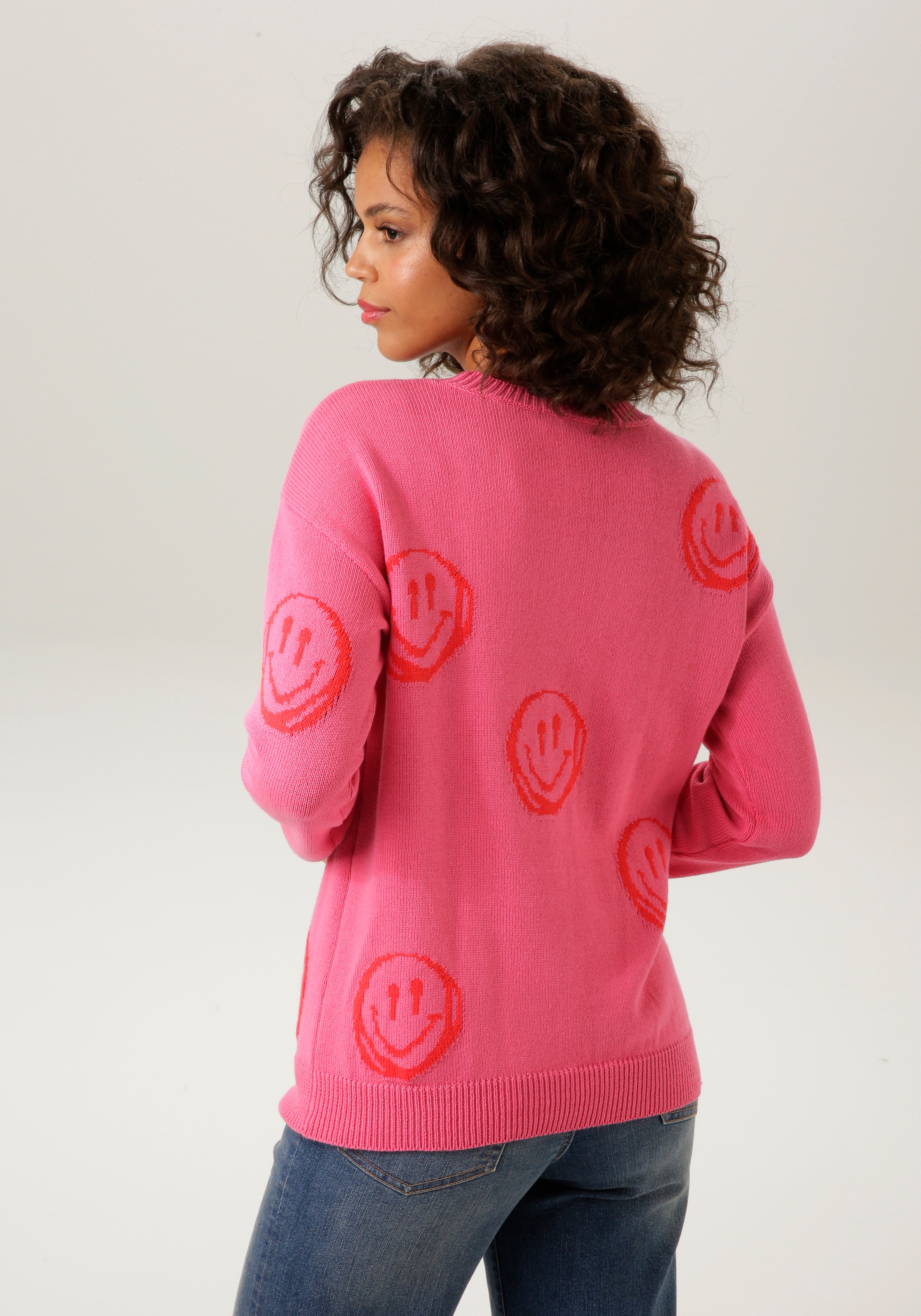 Aniston CASUAL Strickpullover, mit eingestrickten Smileys - NEUE KOLLEKTION