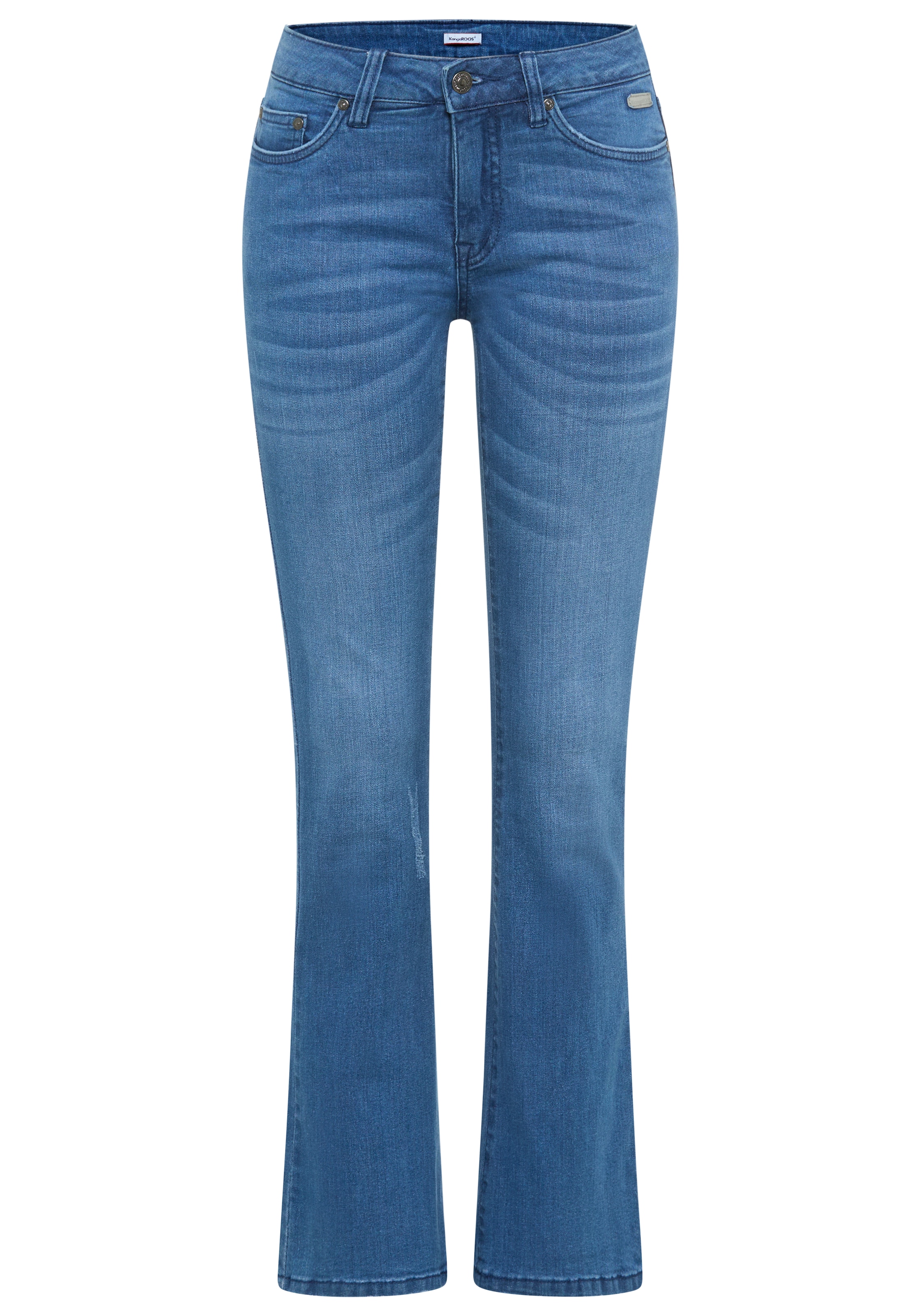 KangaROOS Bootcut-Jeans ausgestellte Beinform,  Used-Waschung,  normale Leibhöhe