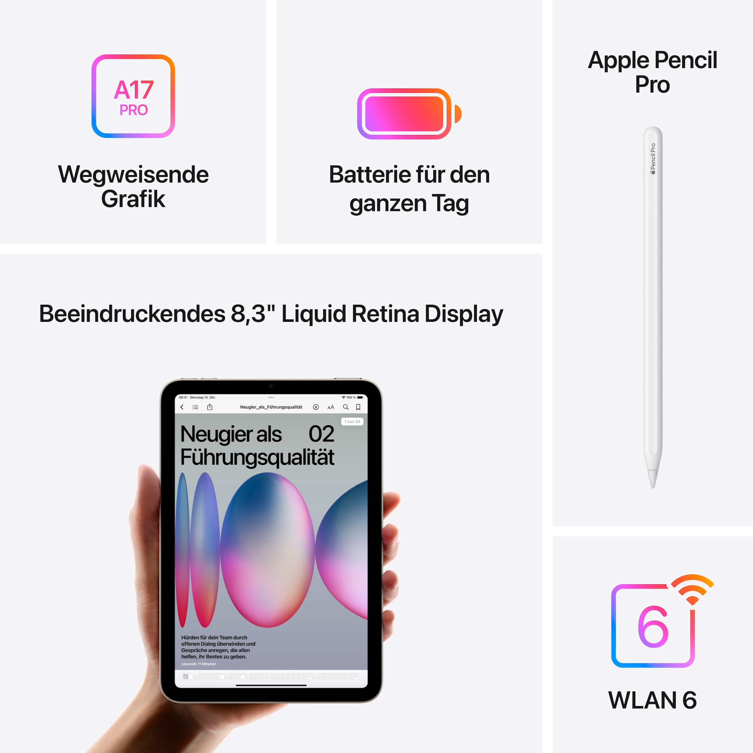 Apple Tablettes »iPad mini 2024 Wi-Fi 512GB« (21,08 cm / 8.3 ″) iPadOS 512 Go )