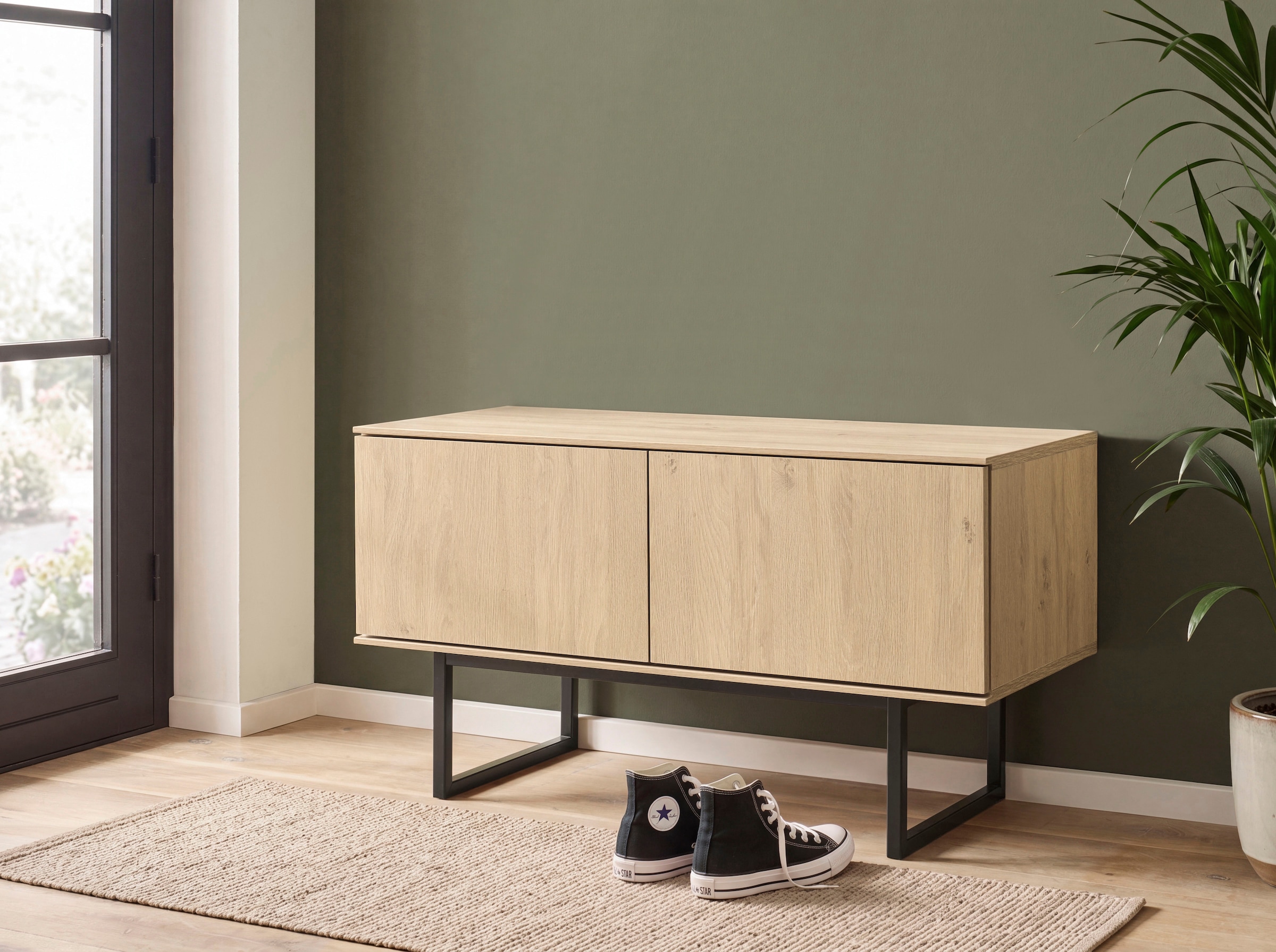 Home affaire Banc à chaussures »Lund, Garderobenbank mit Klappen, moderne Sitzbank« beaucoup d'espace de rangement, place pour environ 6 paires de chaussures, 90 cm de large