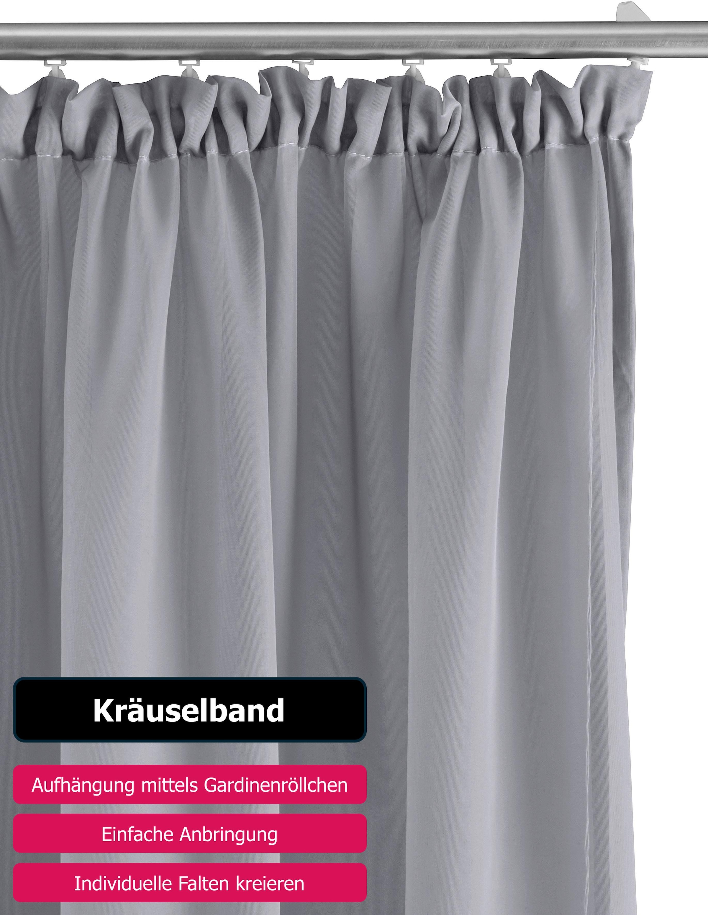 my home Gardine »XANA mit Ösen, Kräuselband oder Schlaufen«, (1 St.), Bestseller, einfarbig, 1 bzw. 2 Schals, pflegeleicht, Schal