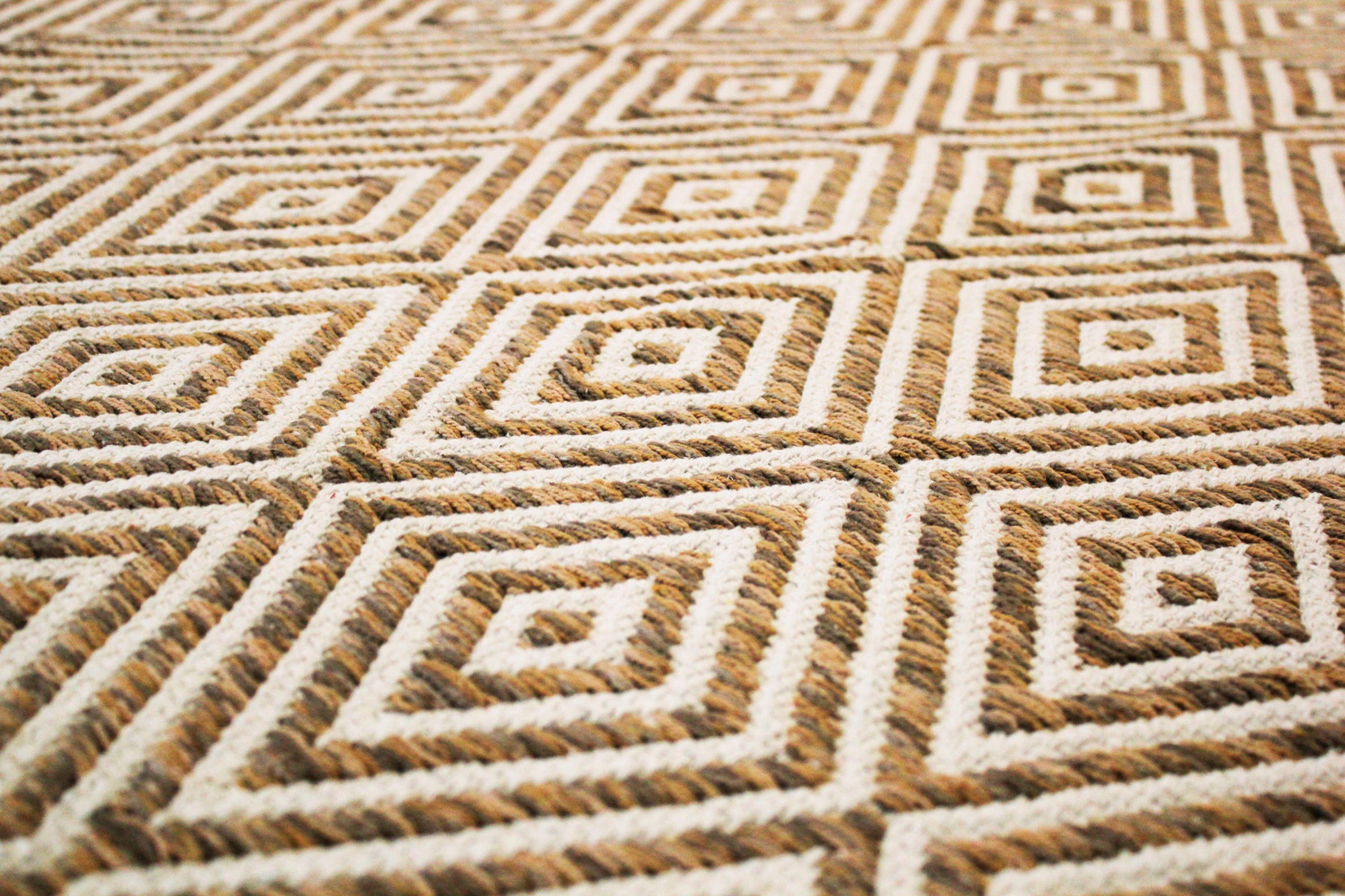 my home Teppich »Tiara«, rechteckig, 7 mm Höhe, mit Rauten-Muster, Teppich aus 100% Baumwolle