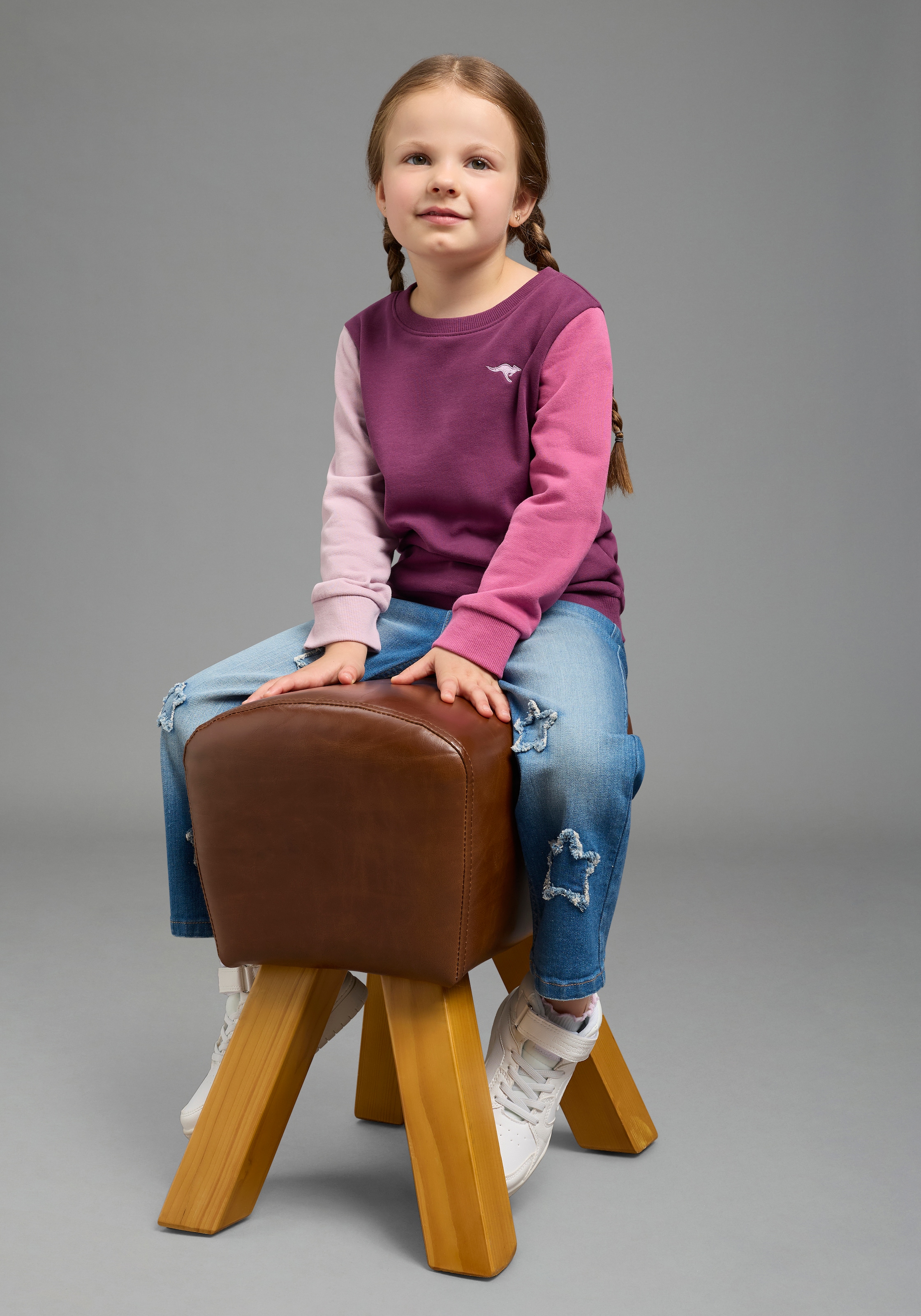 KangaROOS Sweatshirt »Sweatshirt Colorblocking«, mit Rundhalsausschnitt, mit Rippbündchen an Ärmeln
