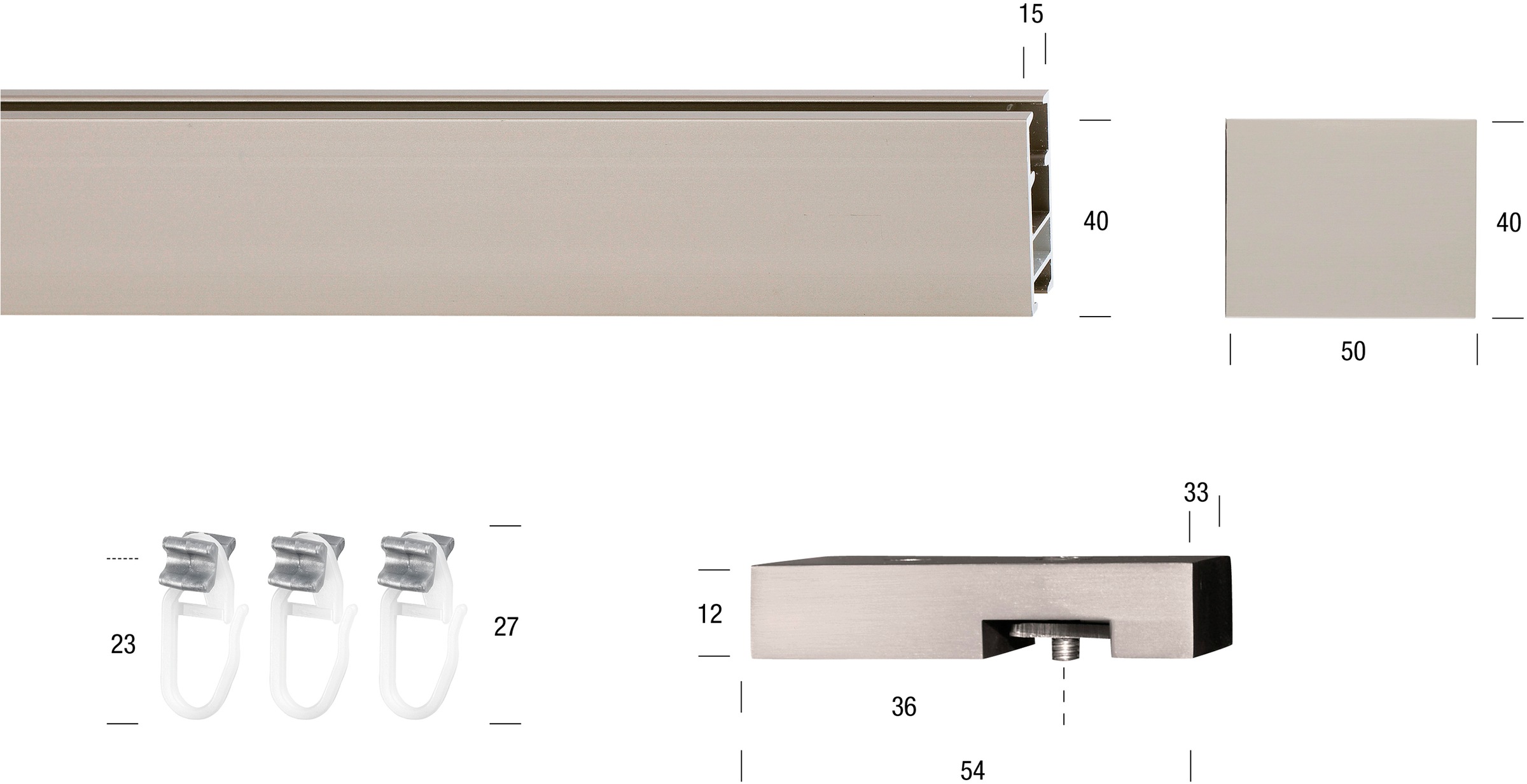 GARESA Gardinenstange »FLAT« 1 läufig-läufig Wunschmasslänge Rechteckprofil, Deckenmontage, perfekter Lauf, modern, verlängerbar