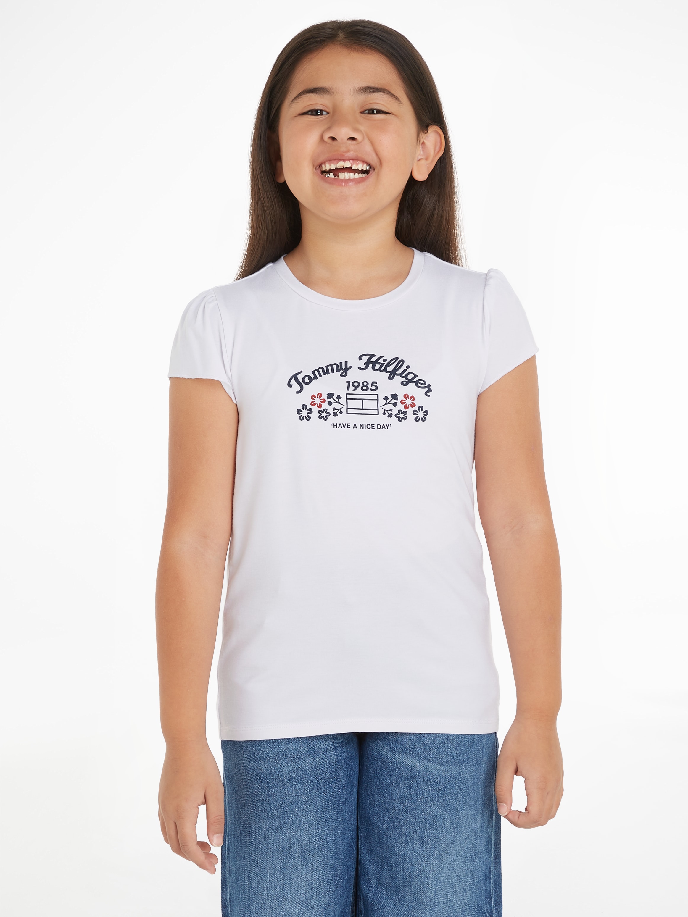 Image of Tommy Hilfiger T-Shirt "FLOWER PUFF PRINT REG TEE SS" Kinder bis 16 Jahre mit Markenprint