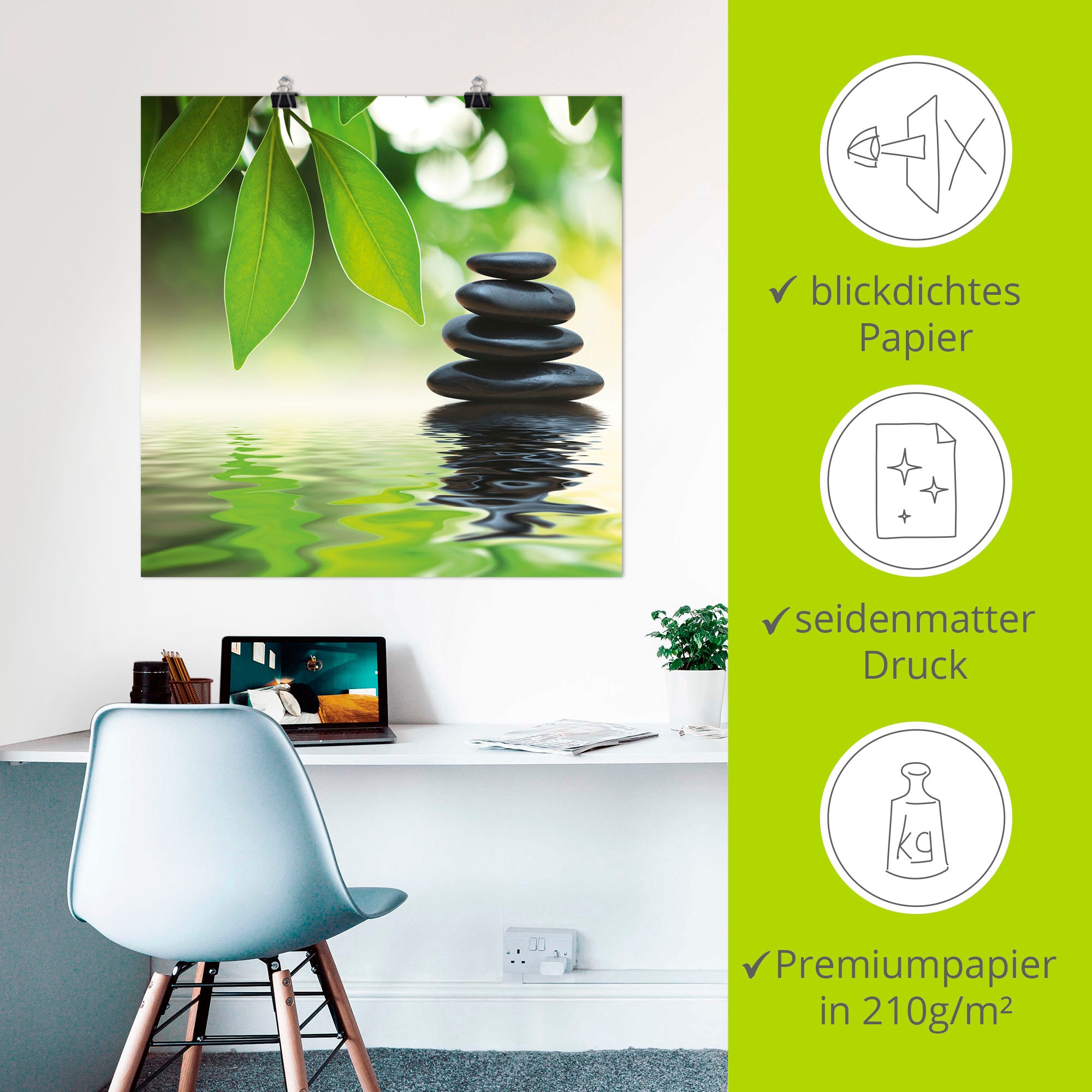 Artland Wandbild »Zen Steinpyramide auf Wasseroberfläche« Zen 1 Stk. tlg. als Leinwandbild, Poster, Wandaufkleber in verschied. Grössen