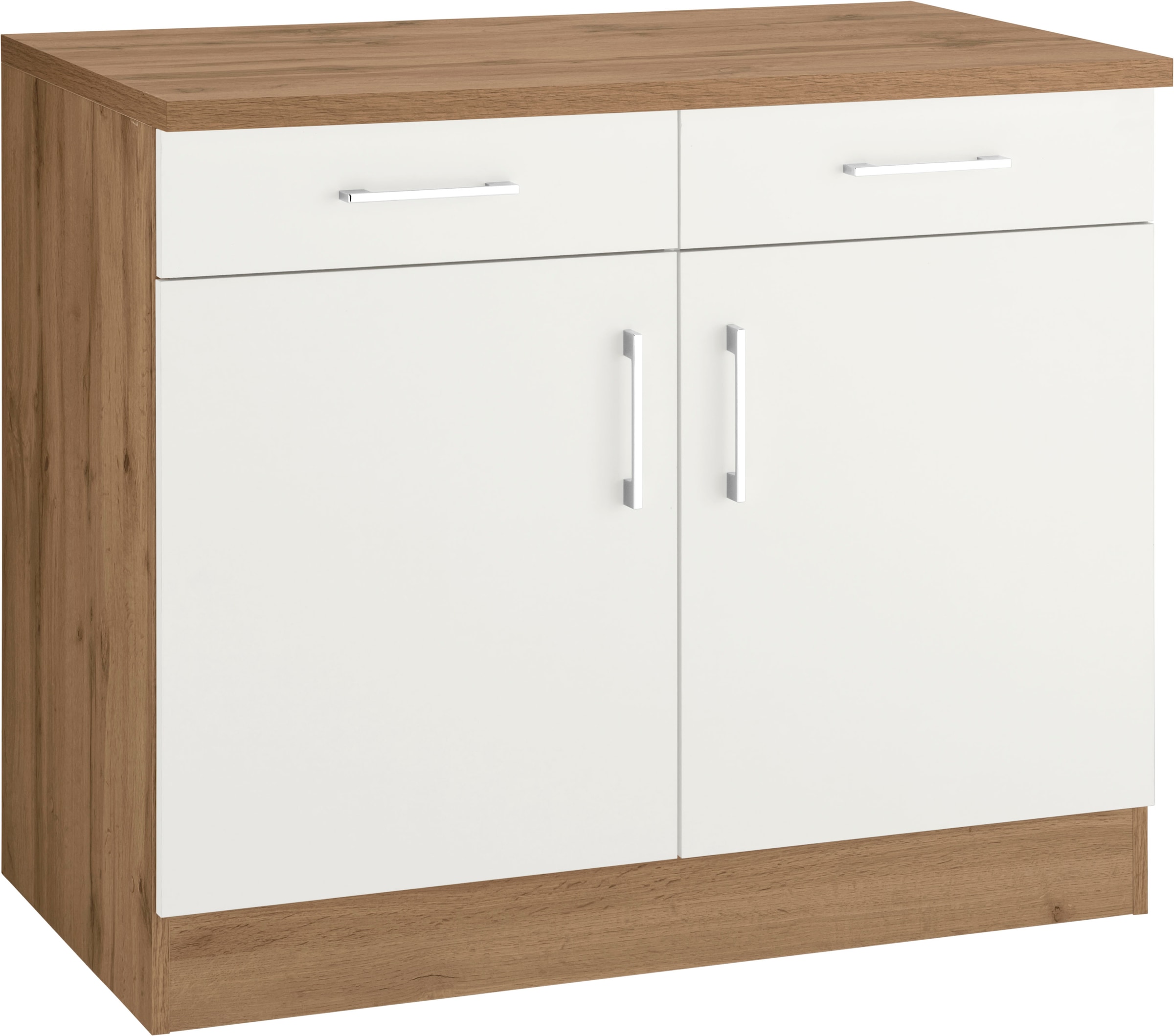 KOCHSTATION Armoire basse »KS-Colmar« 100 cm, avec poignée en métal, pour beaucoup de rangement