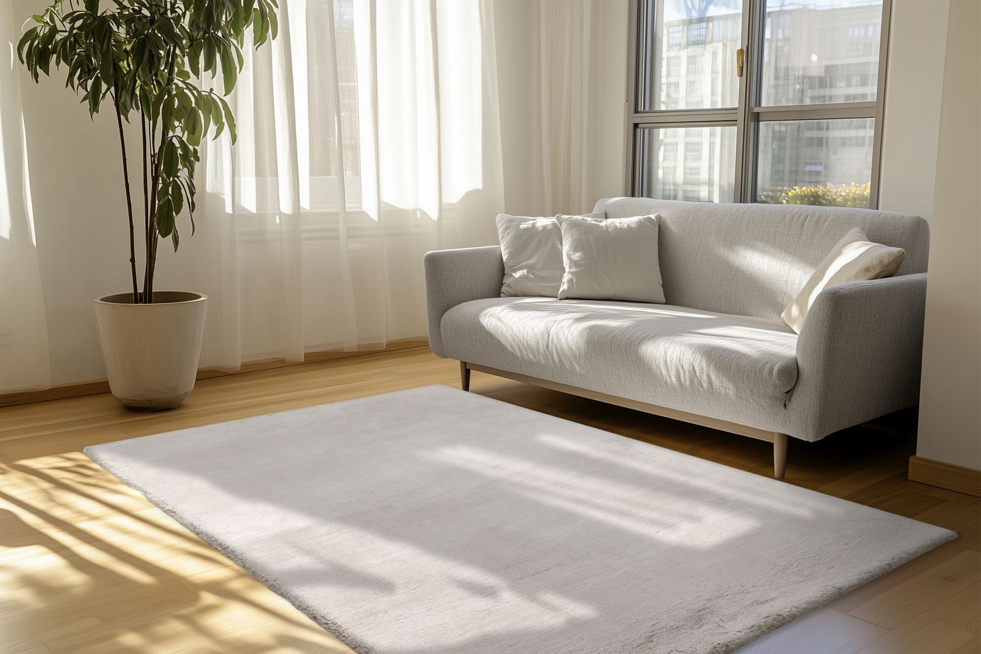Kayoom Hochflor-Teppich »Luxe 525« rechteckig 45 mm Höhe Hochflor, Kaninchenfell Haptik, Schlafzimmer