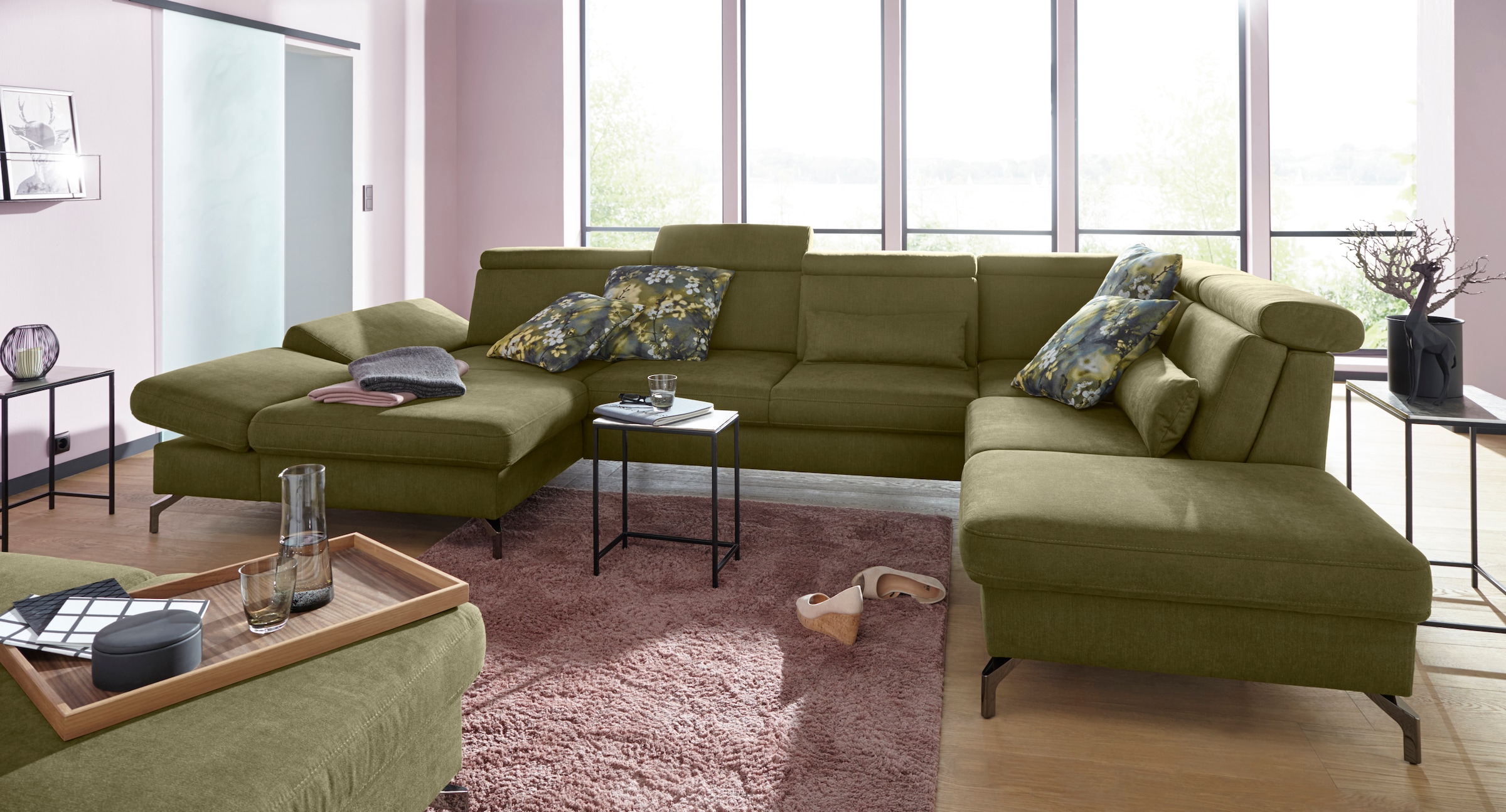 sit&more Paysage de salon »Brisbane U-Form« Fusshöhe 12 cm, inklusive Sitztiefen-, Armteil- und Kopfteilverstellung