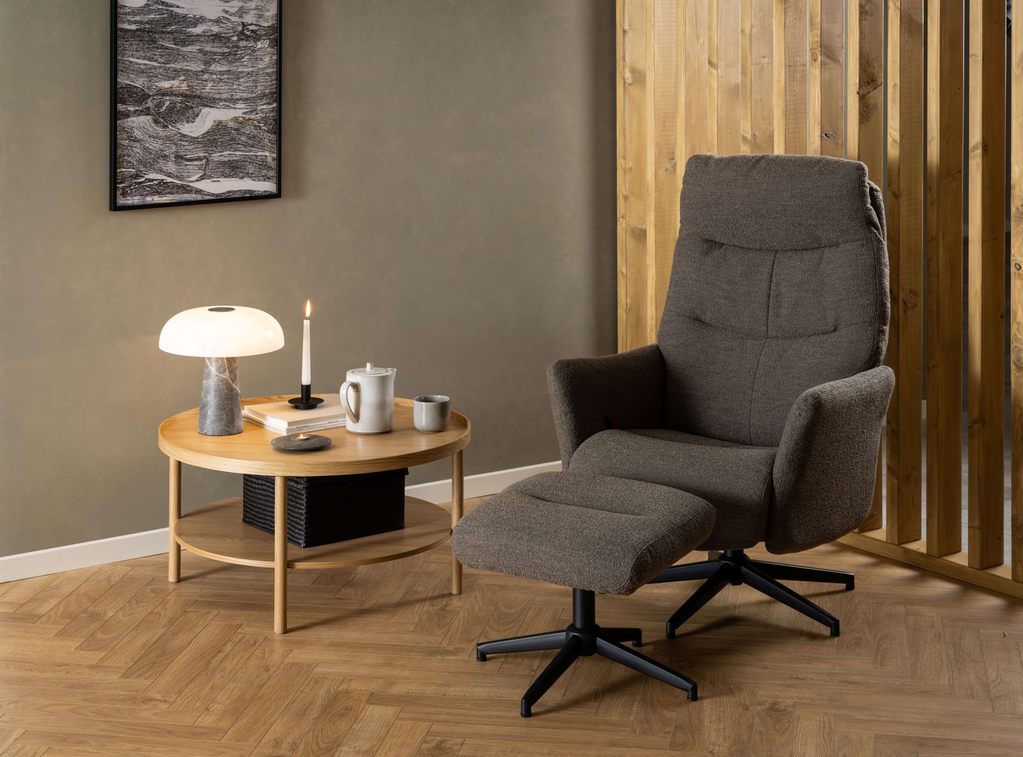 ACTONA GROUP »Banbury, Sofatisch, Wohnzimmertisch« 80x80x42 cm,  2 niveaux, placage chêne, forme ronde, FSC™