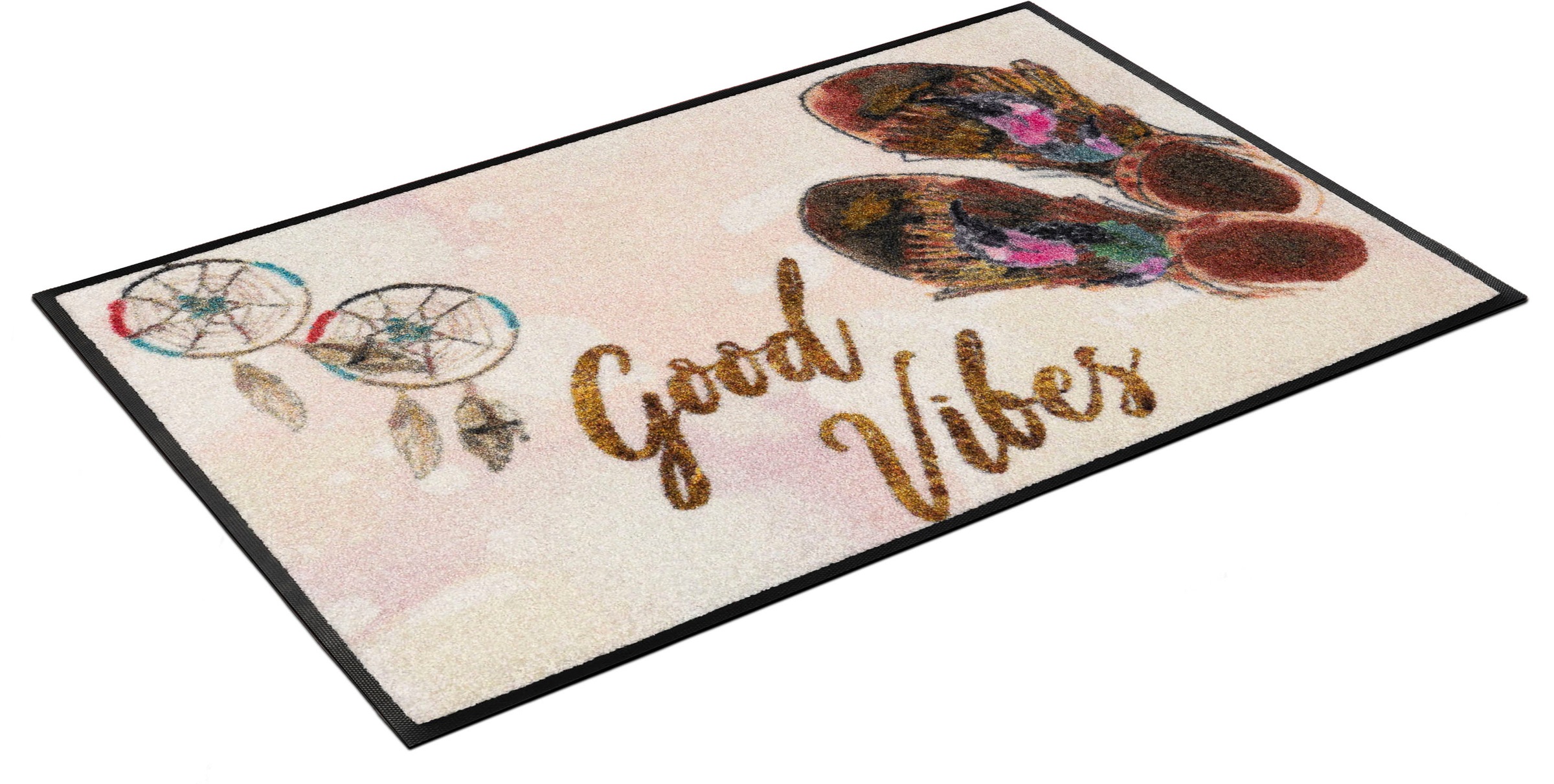 Image of wash+dry by Kleen-Tex Fussmatte »Good Vibes«, rechteckig, 7 mm Höhe, Schmutzfangmatte, mit Spruch, In- und Outdoor geeignet, waschbar bei Ackermann Versand Schweiz