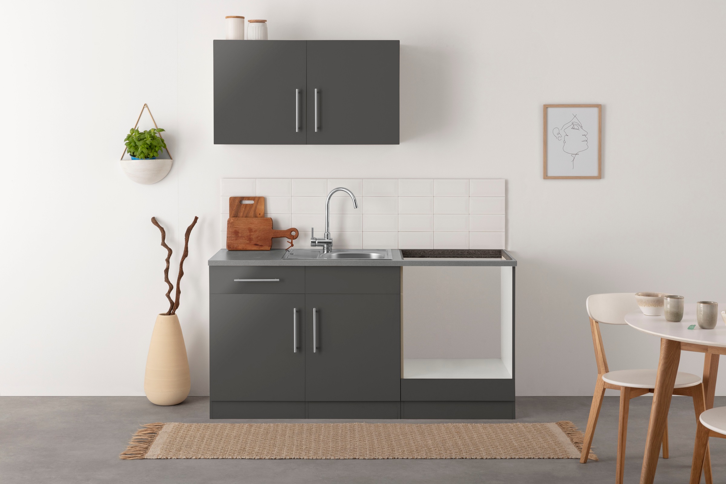 wiho Küchen Pantryküche "Cali" wahlweise mit E-Geräten, Breite 160 cm