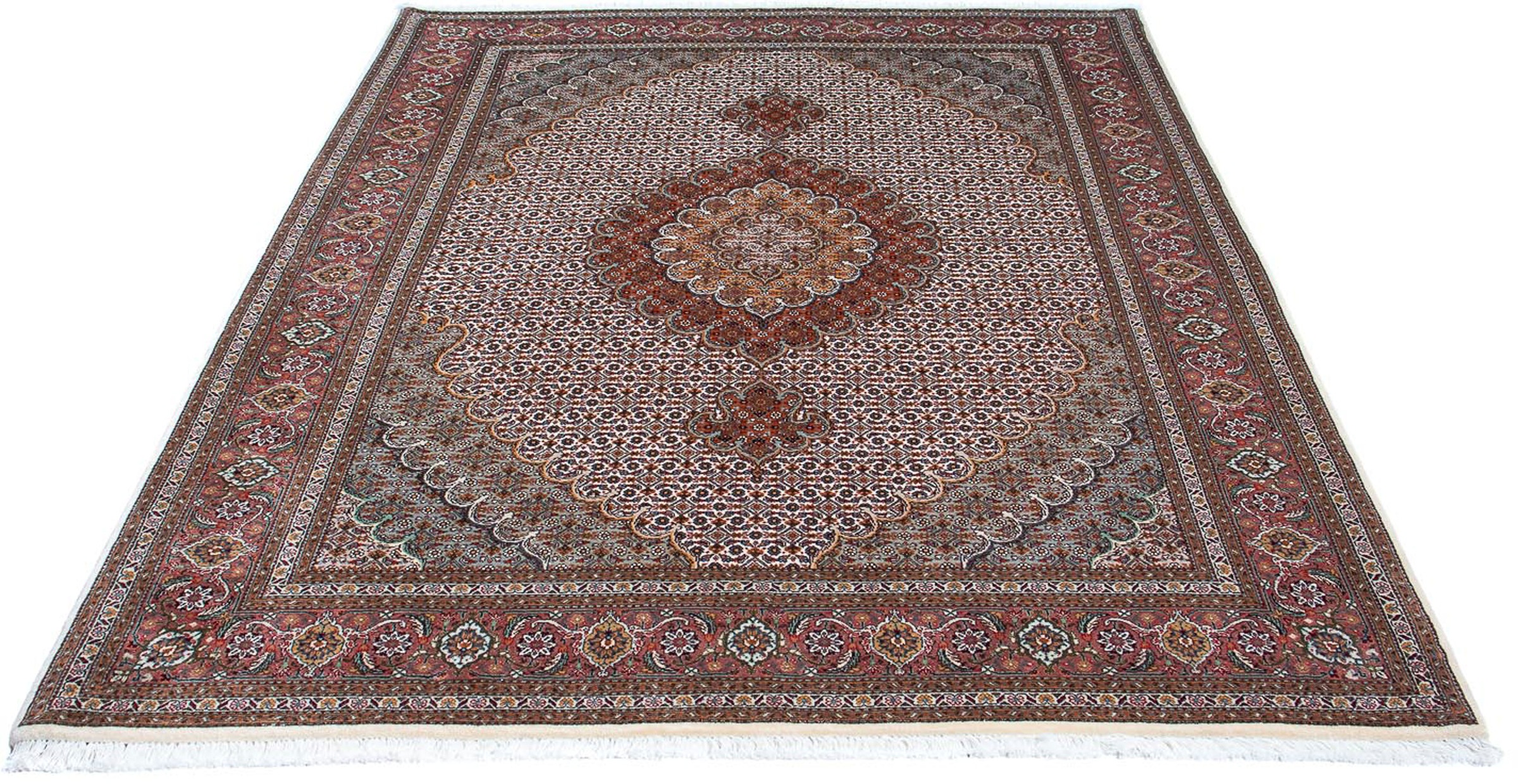 Image of morgenland Orientteppich »Perser - Täbriz - Royal - 208 x 153 cm - hellbraun«, rechteckig, 7 mm Höhe, Wohnzimmer, Handgeknüpft, Einzelstück mit Zertifikat bei Ackermann Versand Schweiz