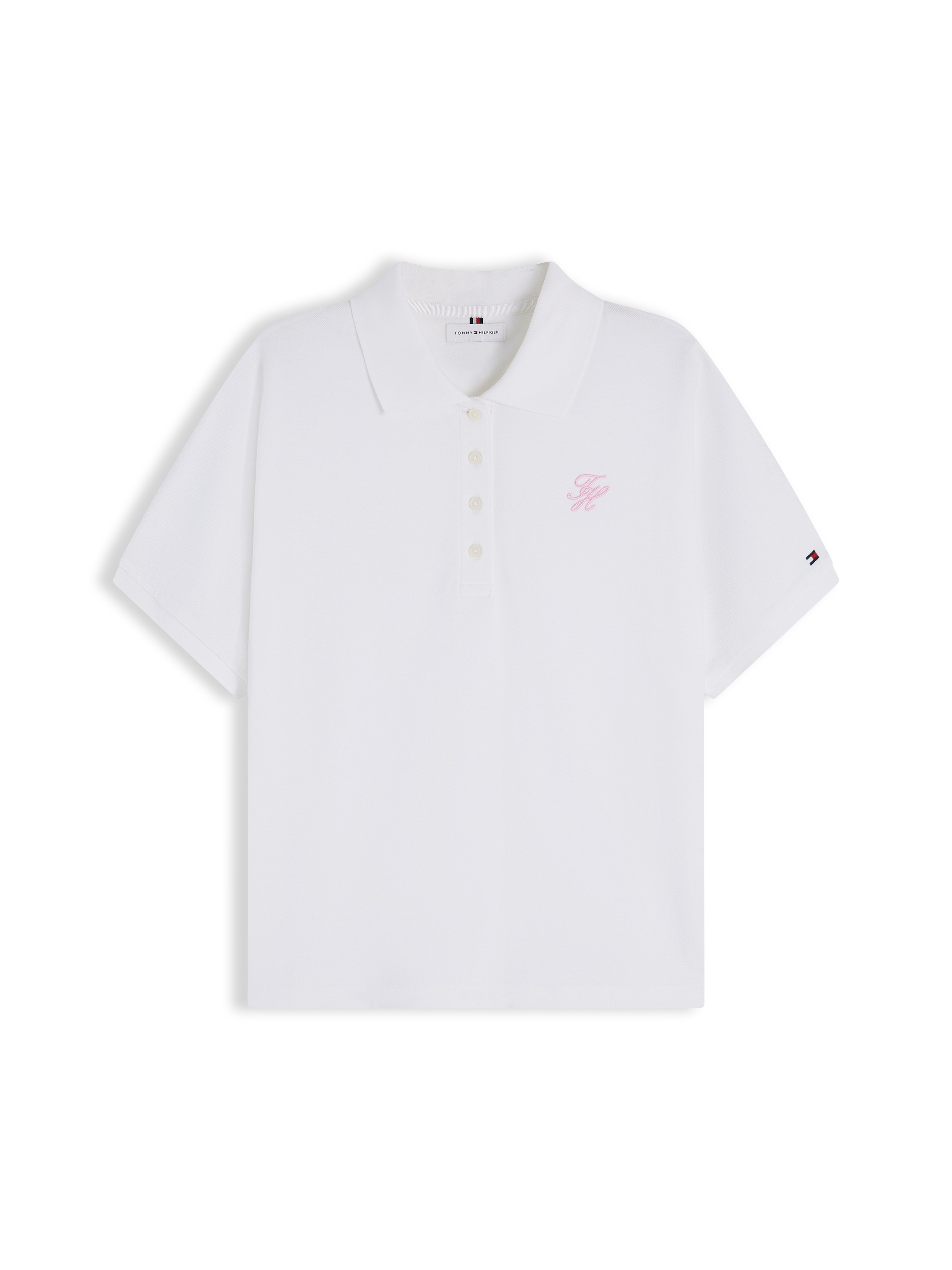 Tommy Hilfiger Polo »TH SCRIPT MODERN SS POLO« mélange de coton, col polo, patte de boutonnage courte