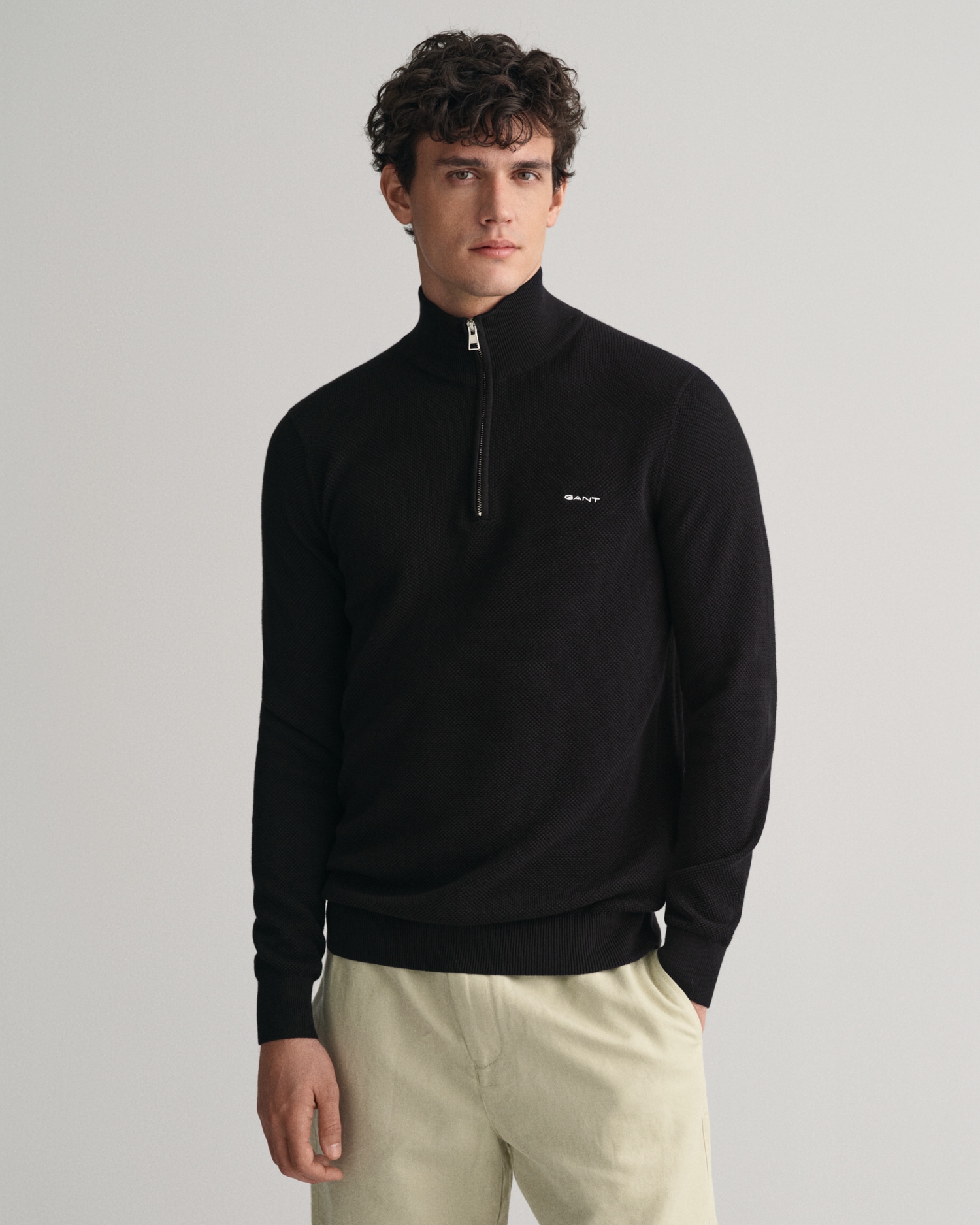 Troyer »COTTON PIQUE HALF ZIP«, mit Piqué-Struktur