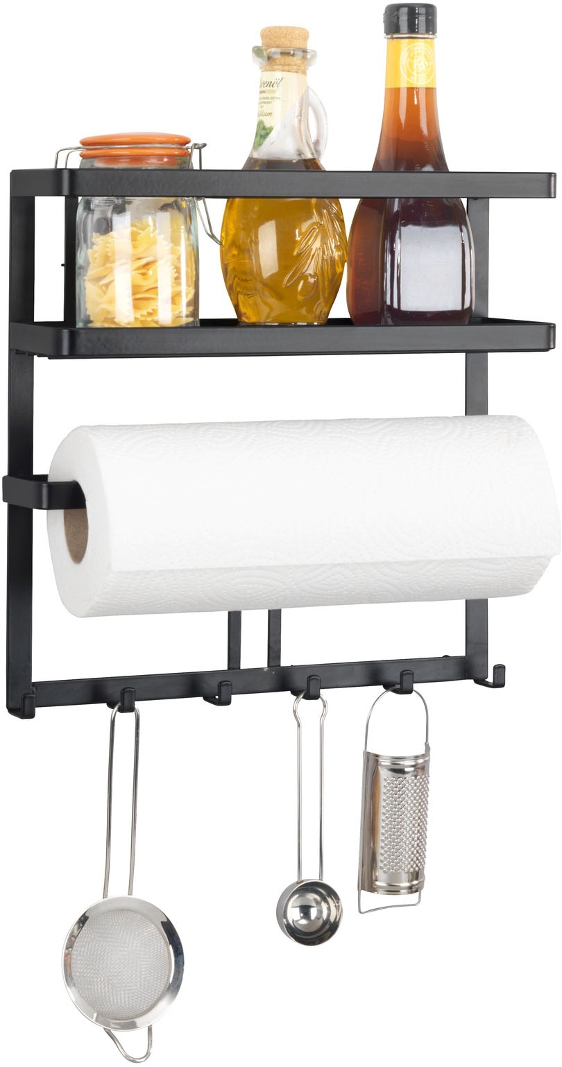 Image of WENKO Küchenregal "Modell Gala" Set, mit Küchenrollenhalter & Reling inkl. 6 Haken, Industrial Style