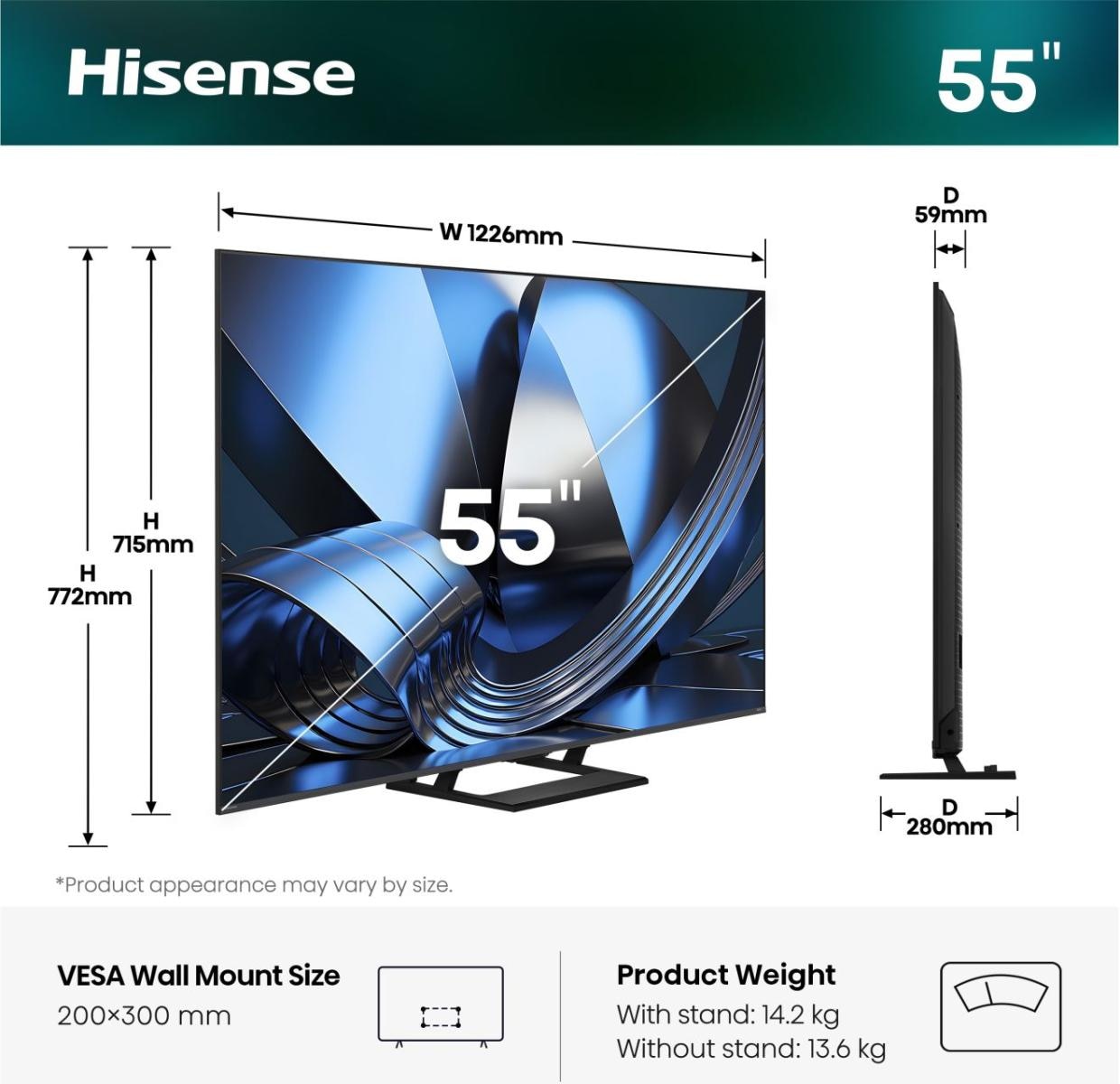 Hisense Téléviseur QLED »55U7DSE« 139 cm/55 ″