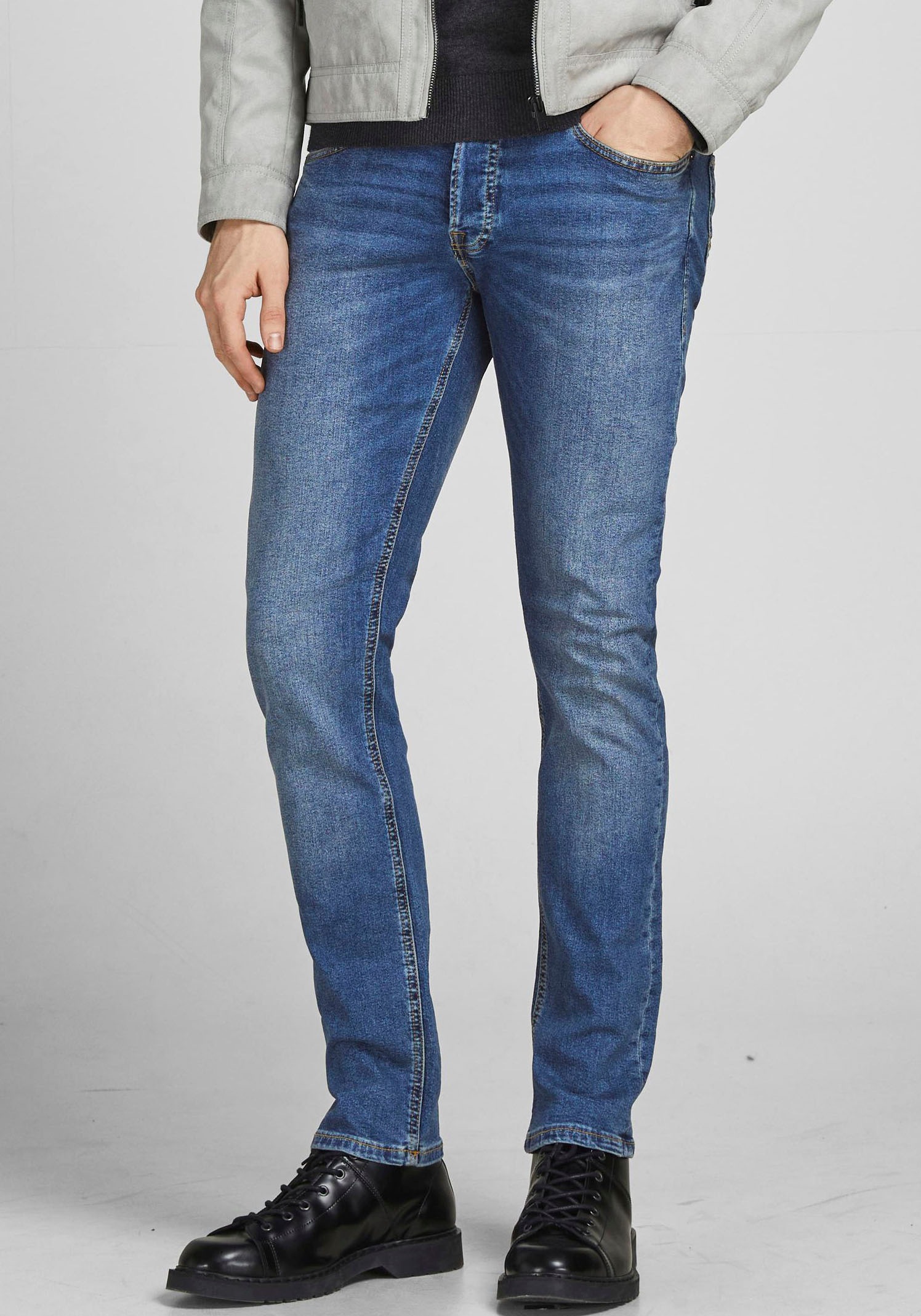 Image of Jack & Jones Slim-fit-Jeans "JJIGLENN Jeans mit schmaler Beinform und Stretch für Komfort" Baumwollmischung, slim fit