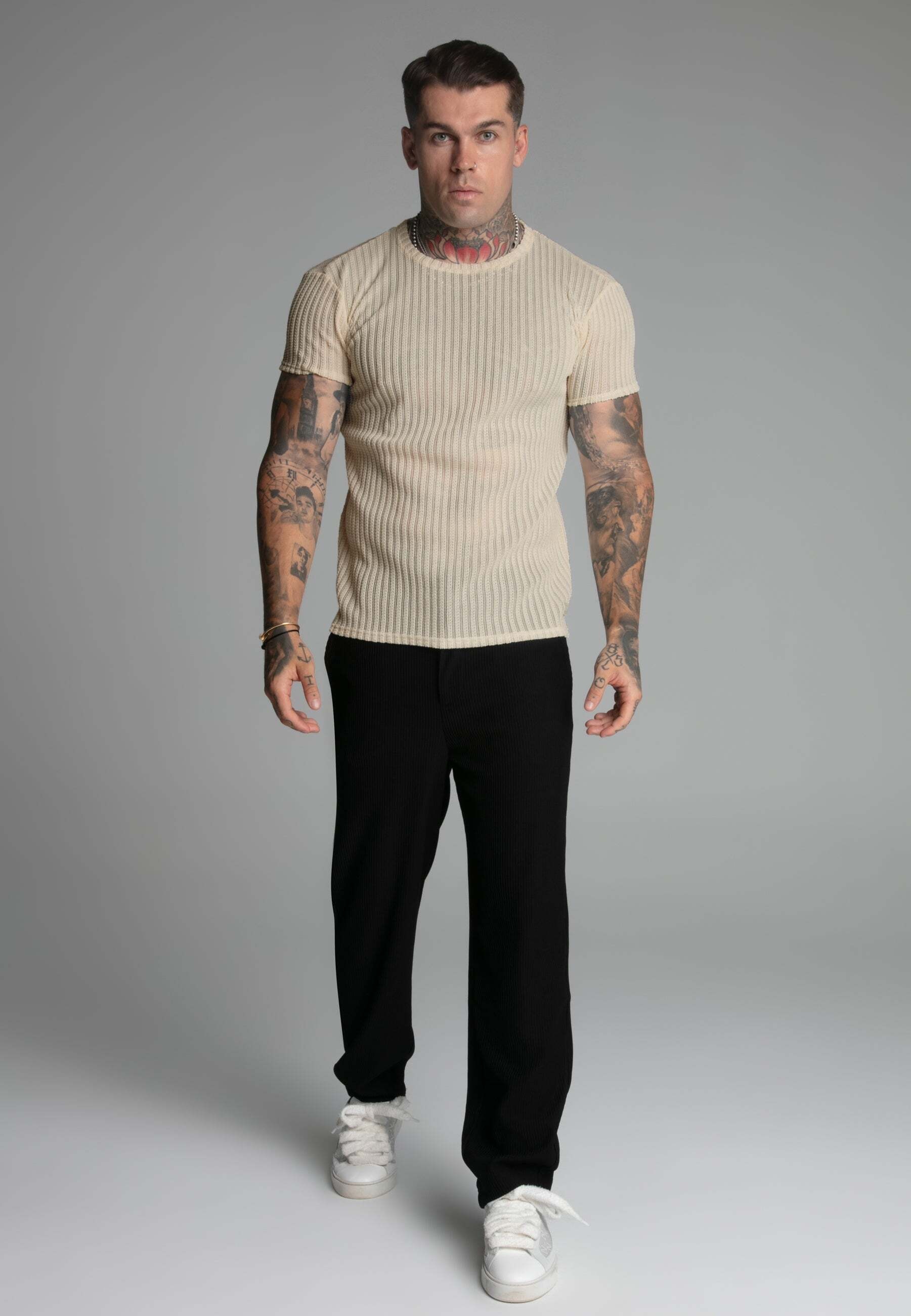 Siksilk T-Shirt »Siksilk T-Shirt Textured Muscle Fit T-Shirt«