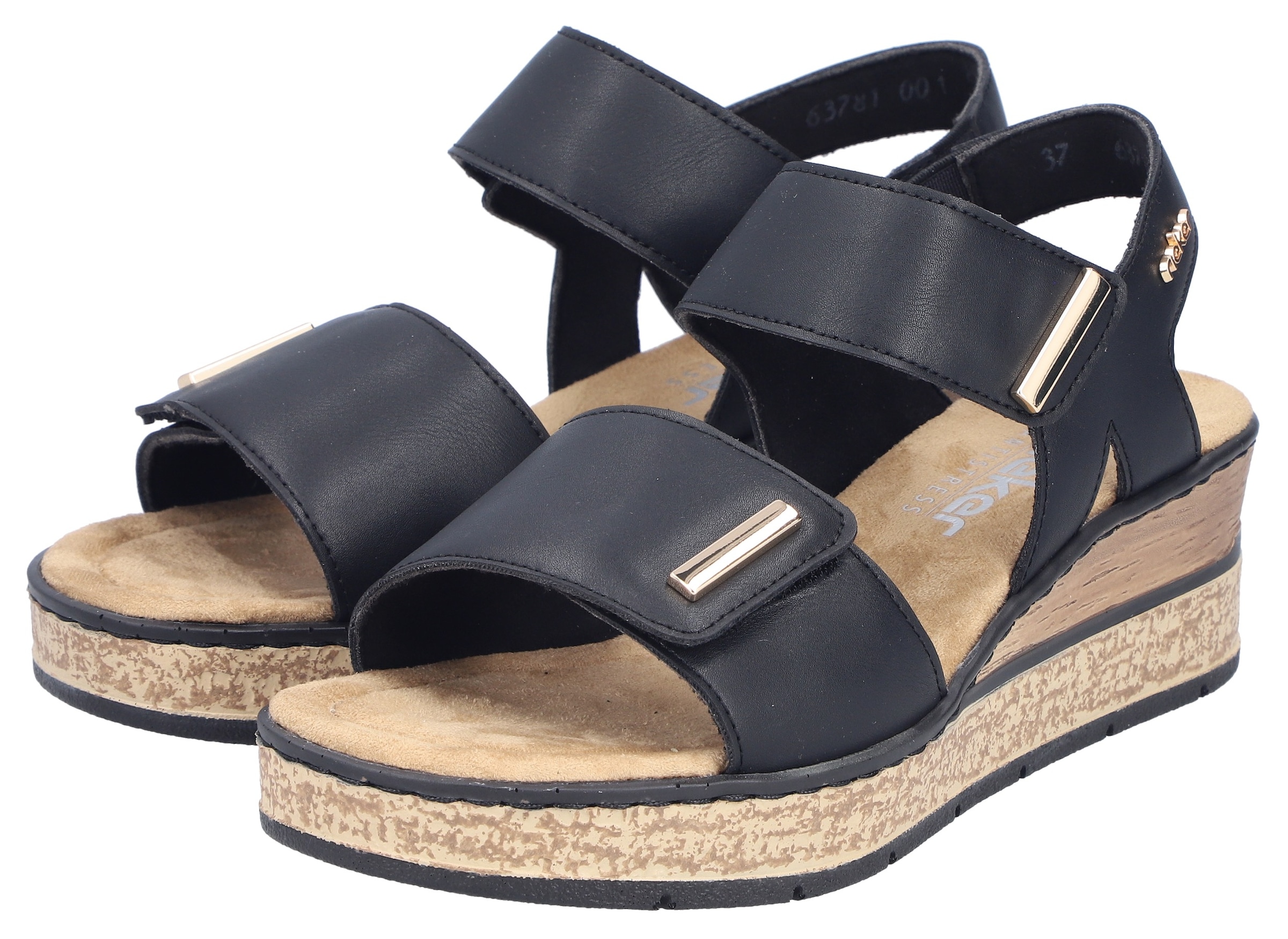 Image of Rieker Keilsandalette Klettschuh, Sommerschuh, Plateausandale mit Schmuckelemente